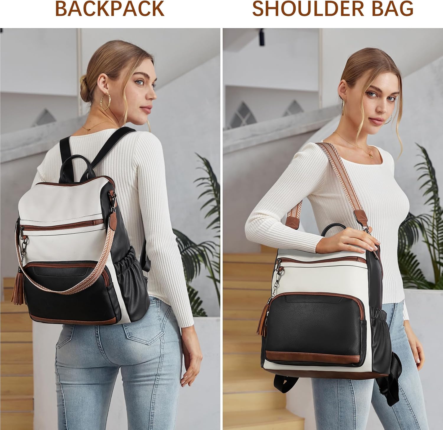 BOSTANTEN Leather Laptop Backpack for Women Designer Travel Backpack with Laptop Compartment Ladies