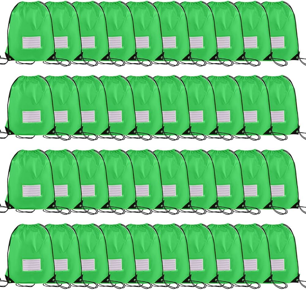 40 Pcs Drawstring Bags,Bulk Draw String Backpack, DIY Gym Sports Cinch Bag Sackpack for Women Men, Green