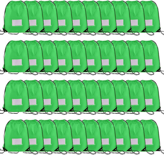 40 Pcs Drawstring Bags,Bulk Draw String Backpack, DIY Gym Sports Cinch Bag Sackpack for Women Men, Green