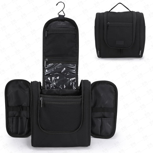Hanging Toiletry Bag with Hook, Travel Cosmetic Makeup Bag Organizer for Accessories, Shampoo, Shaving Bag for Toiletries Accessories,Travel Essentials Kit (Black)