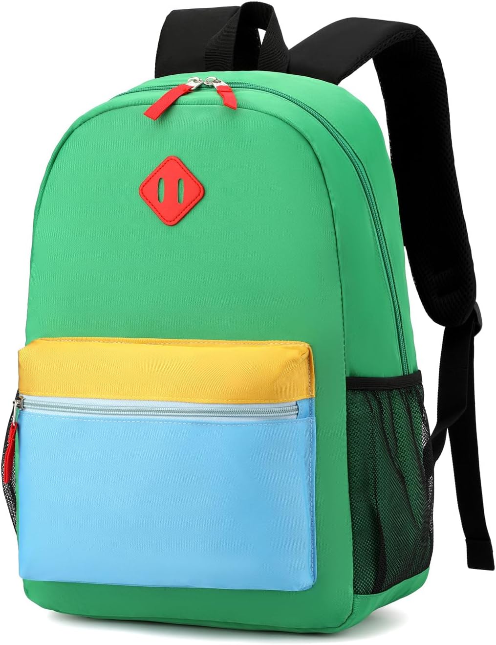 Toddler Backpack, Preschool Backpack for Kids Boys and Girls Kindergarten Preschool Bookbag with Chest Buckle 3-6 Years(Green Blue, Medium-15inch)