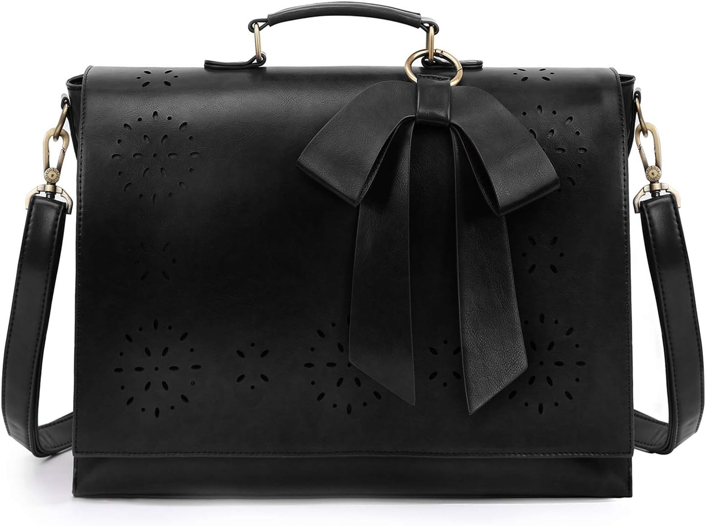 ECOSUSI Women's Briefcase Vegan Leather Laptop Bag for Work Shoulder Computer Satchel Bag with Detachable Bow