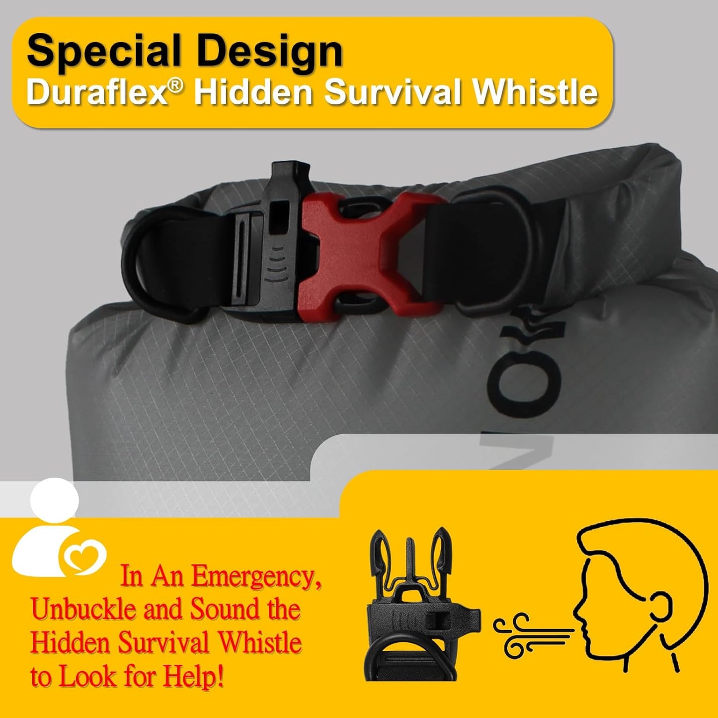 Waterproof Dry Bag with Survival Whistle-Enhanced Tear-resistant CORDURA Fabric-Lightweight Storage