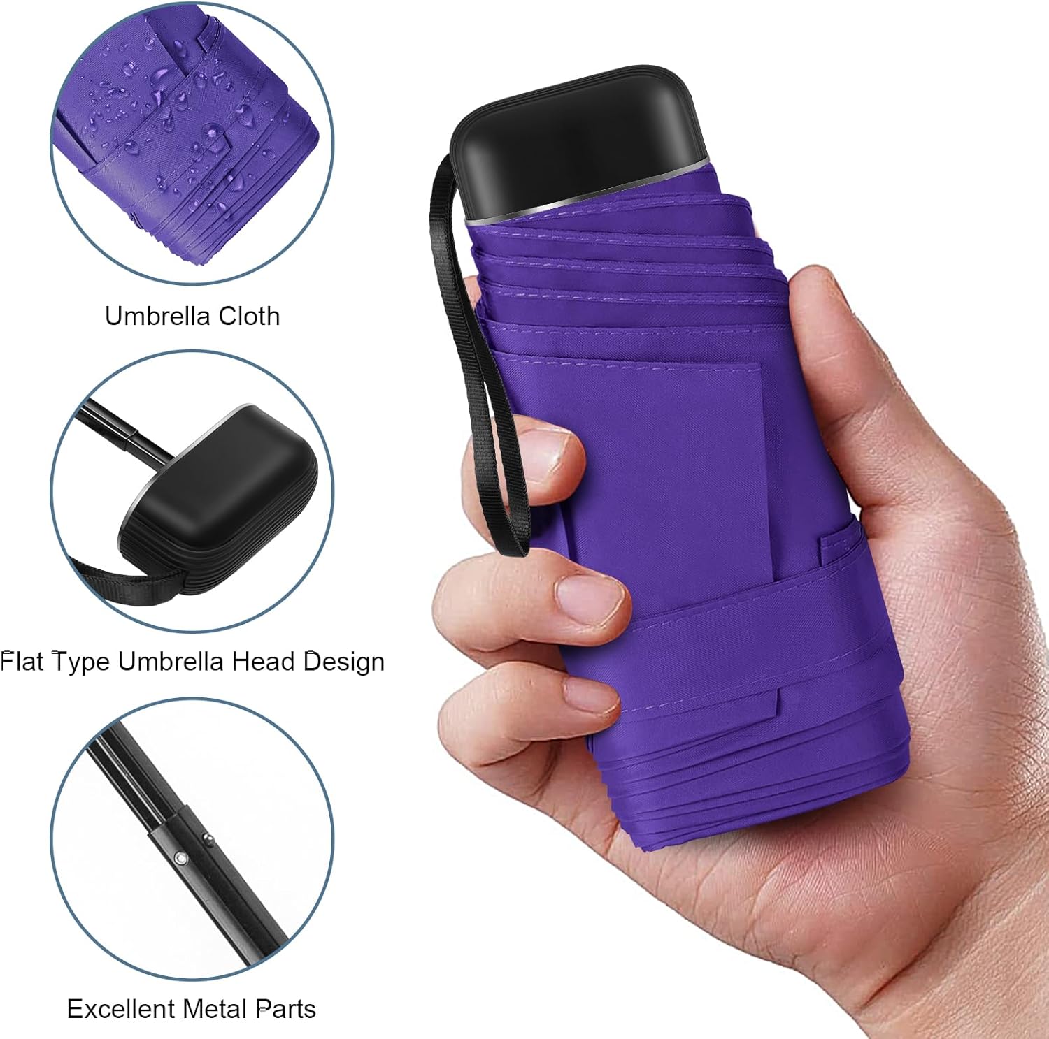 LEAGERA Compact Travel Umbrella with Case - Mini Umbrella for Purse, Small Lightweight &Tiny Design