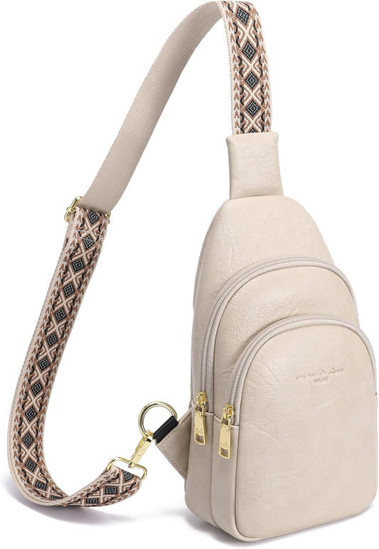 INICAT Crossbody Sling Bags Travel Cross Body Purses Faux Leather Fanny Packs Chest Bag for Women