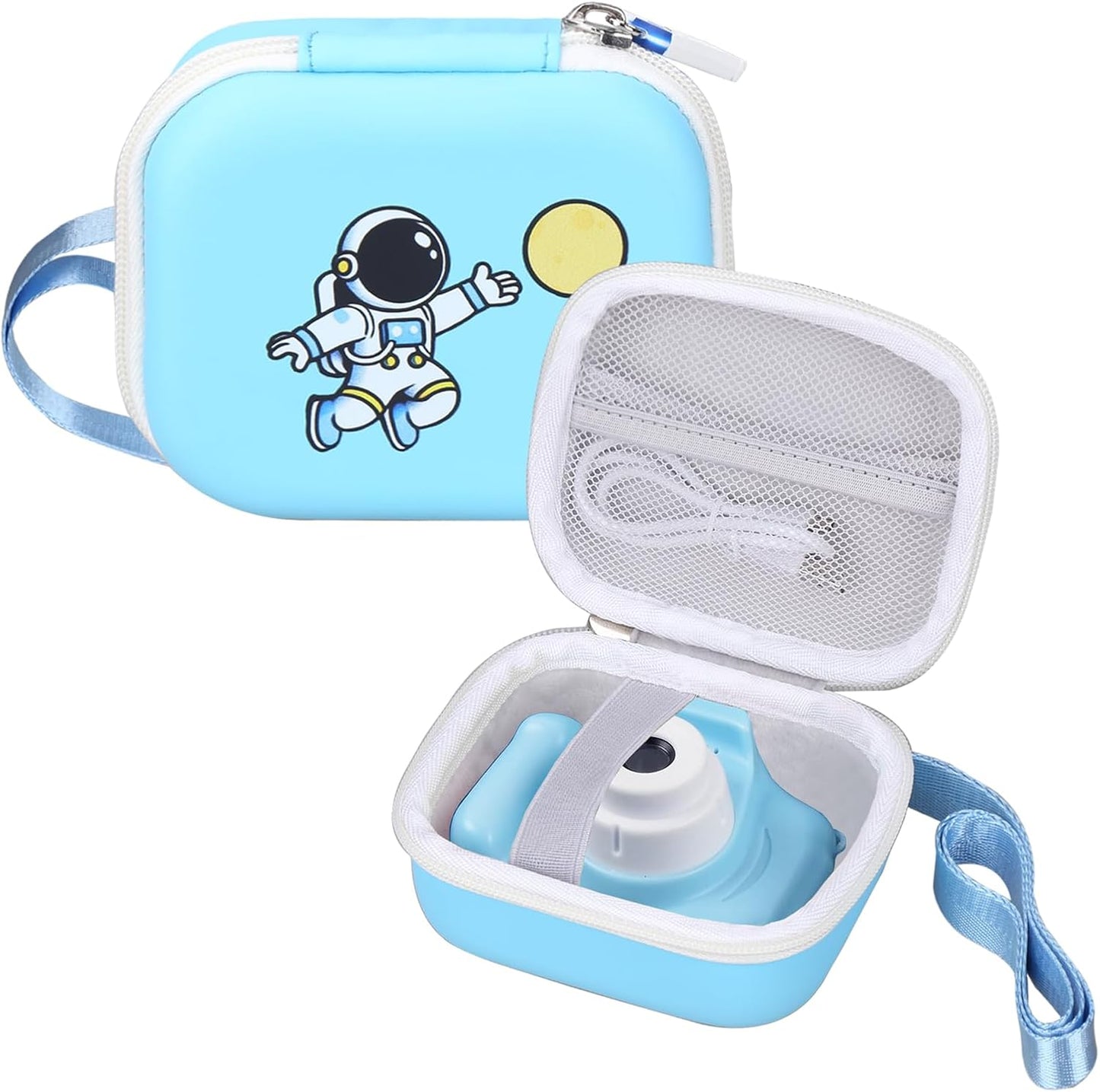 Kids Camera Case Compatible with Seckton/Desuccus/Goopow/Dylanto/Desuccus/DITUPAN/GKTZ/masterbee/Hangrui Digital Video Camera Toys Camcorder Storage Holder Carrying - Light Blue Astronaut(Case Only)