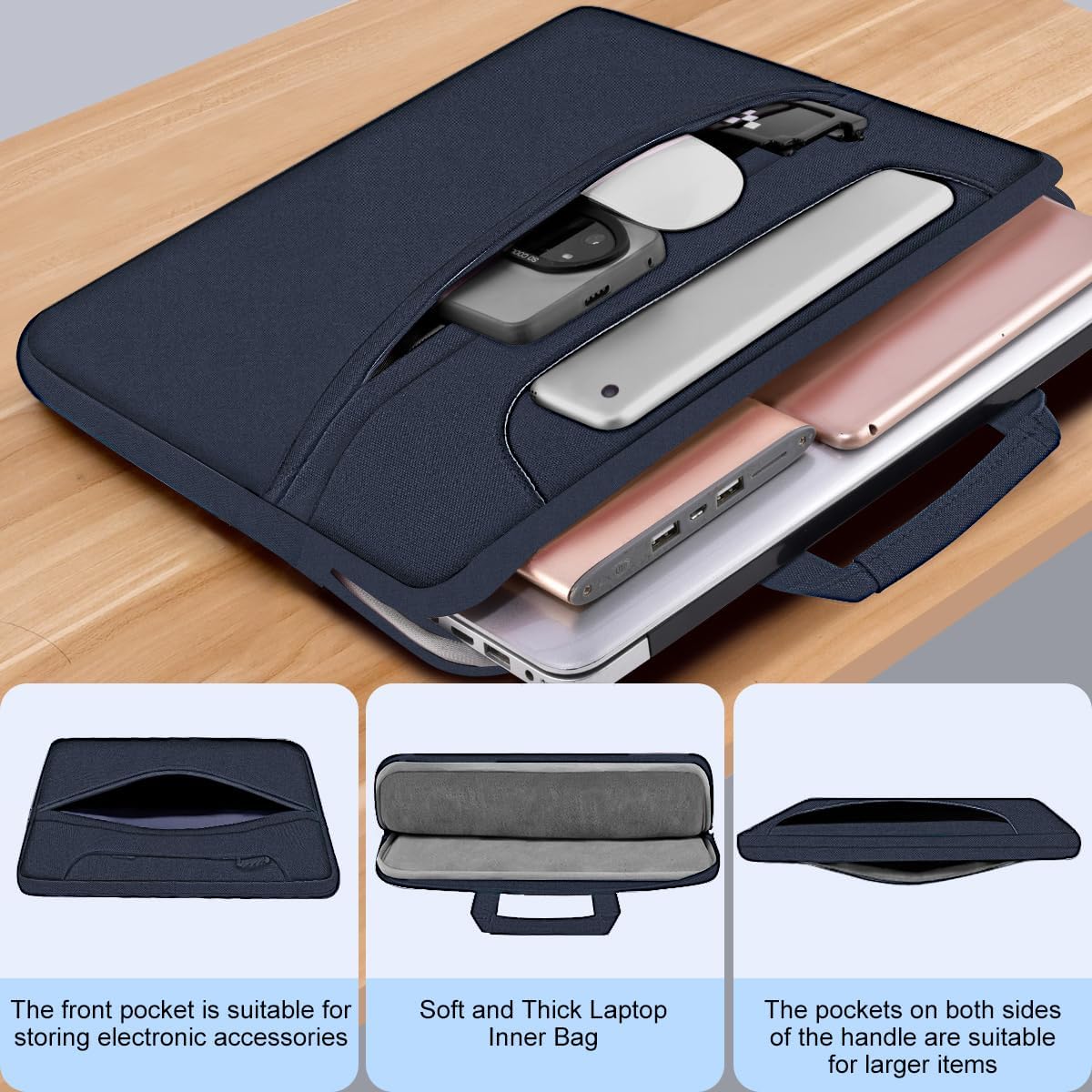 Laptop Shoulder Bag 17.3 inch Case, Durable Shockproof Protective Briefcase with Multi-Pockets Compatible with Most 17-17.3 inch HP Acer Dell Lenovo ASUS MSI Notebooks,Dark blue