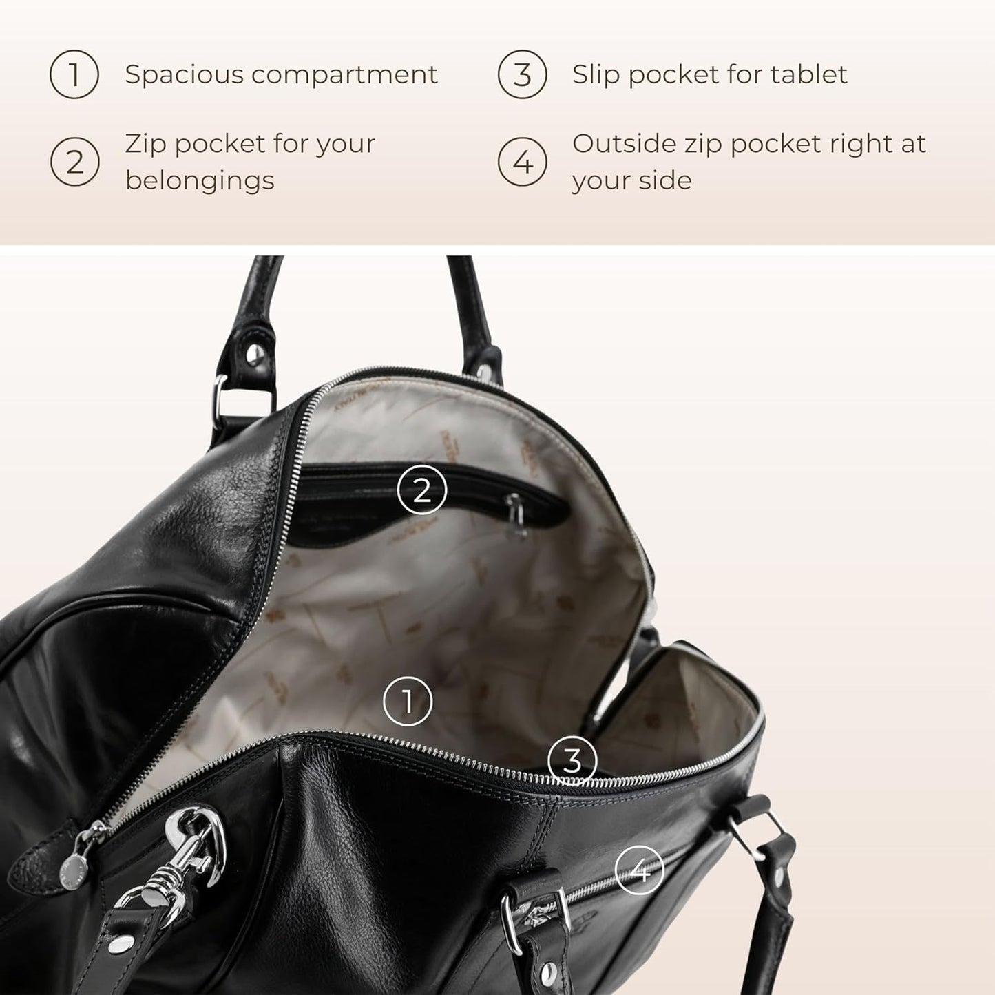 Full Grain Leather Small Duffel Bag Gym Bag Weekender Overnight Unisex Brown - Time Resistance