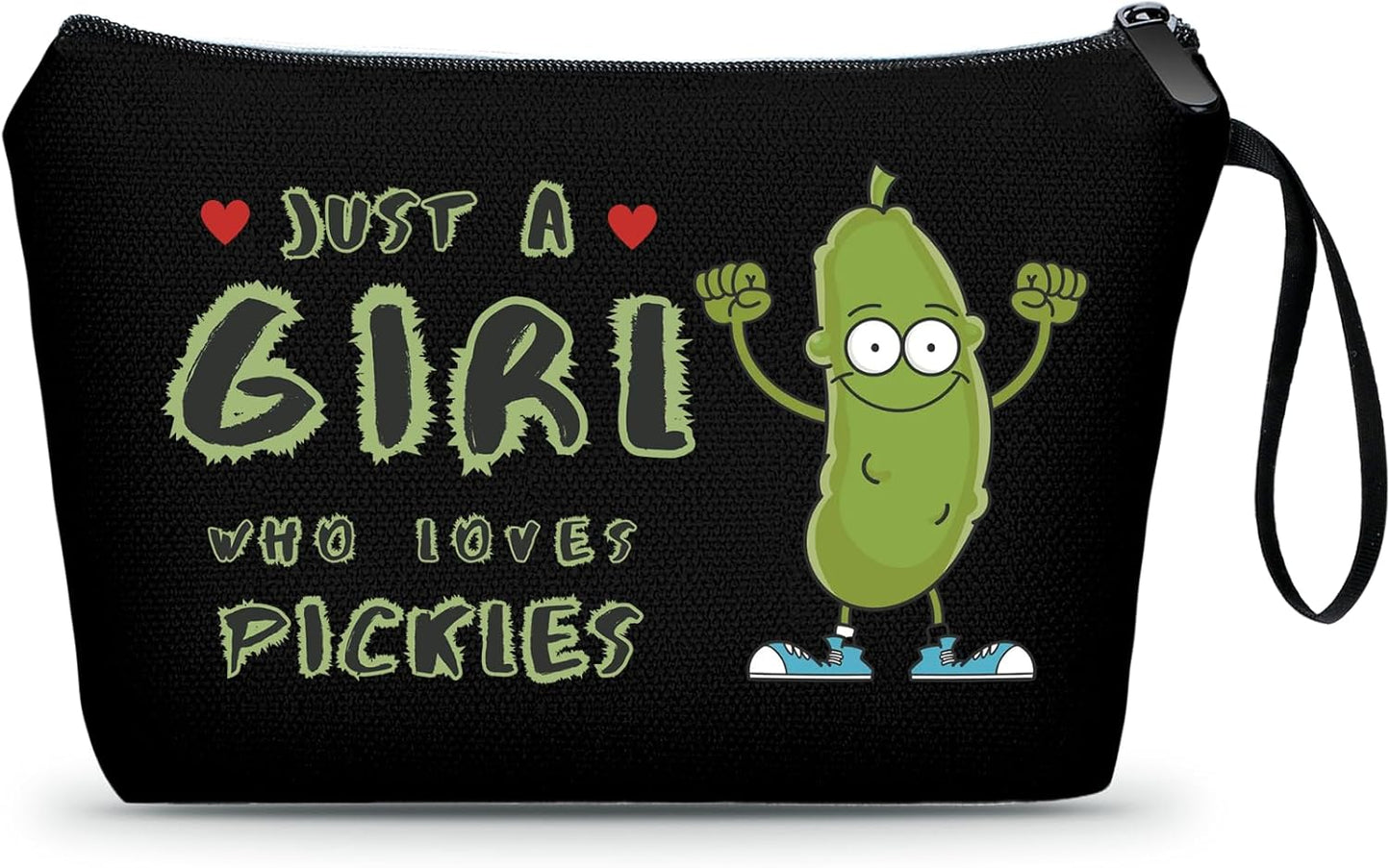 SEAMOON Pickle Friend Birthday Quirky Funny Gag Gifts for Women Sister Teens Girls Granddaughter Small Black Makeup Cosmetic Bag