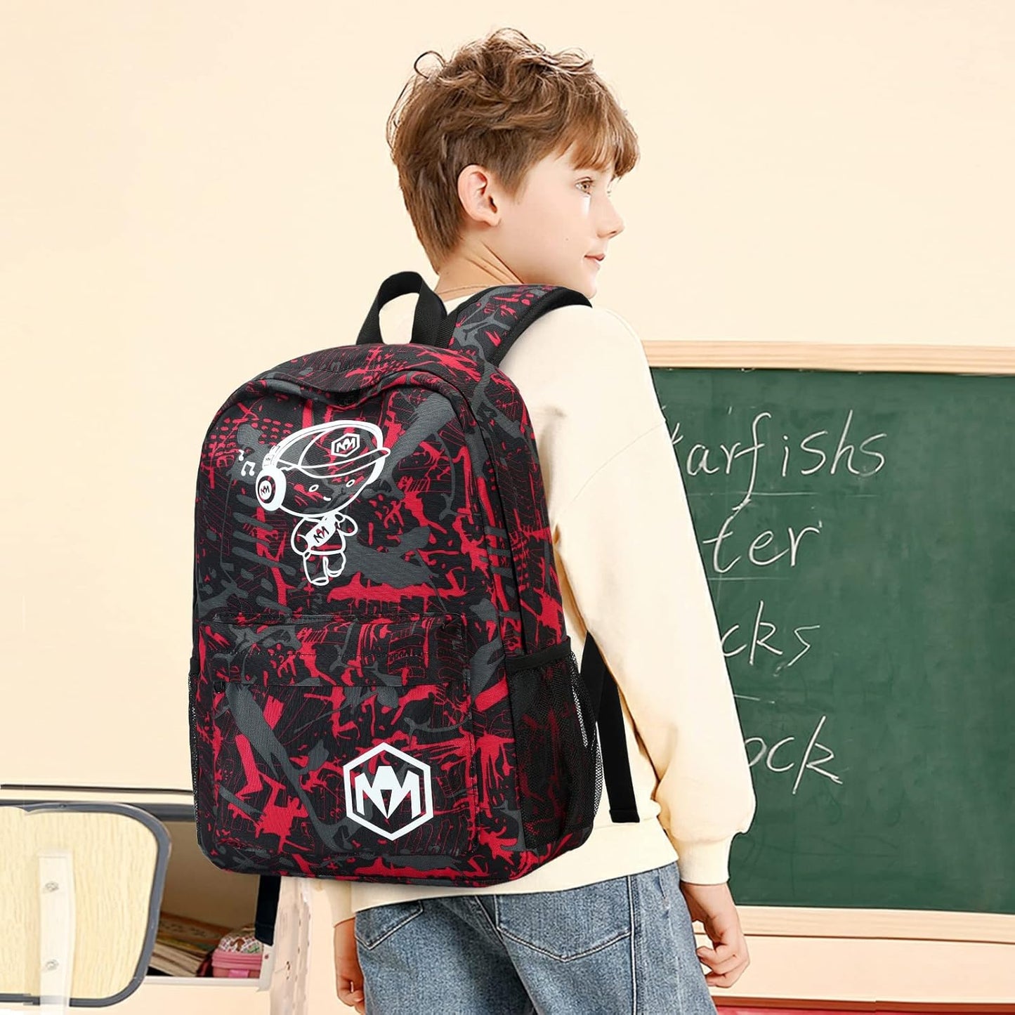 Bluboon School Backpack for Boys Teens Bookbag Travel Daypack Kids Girls Lunch Bag Pencil Case