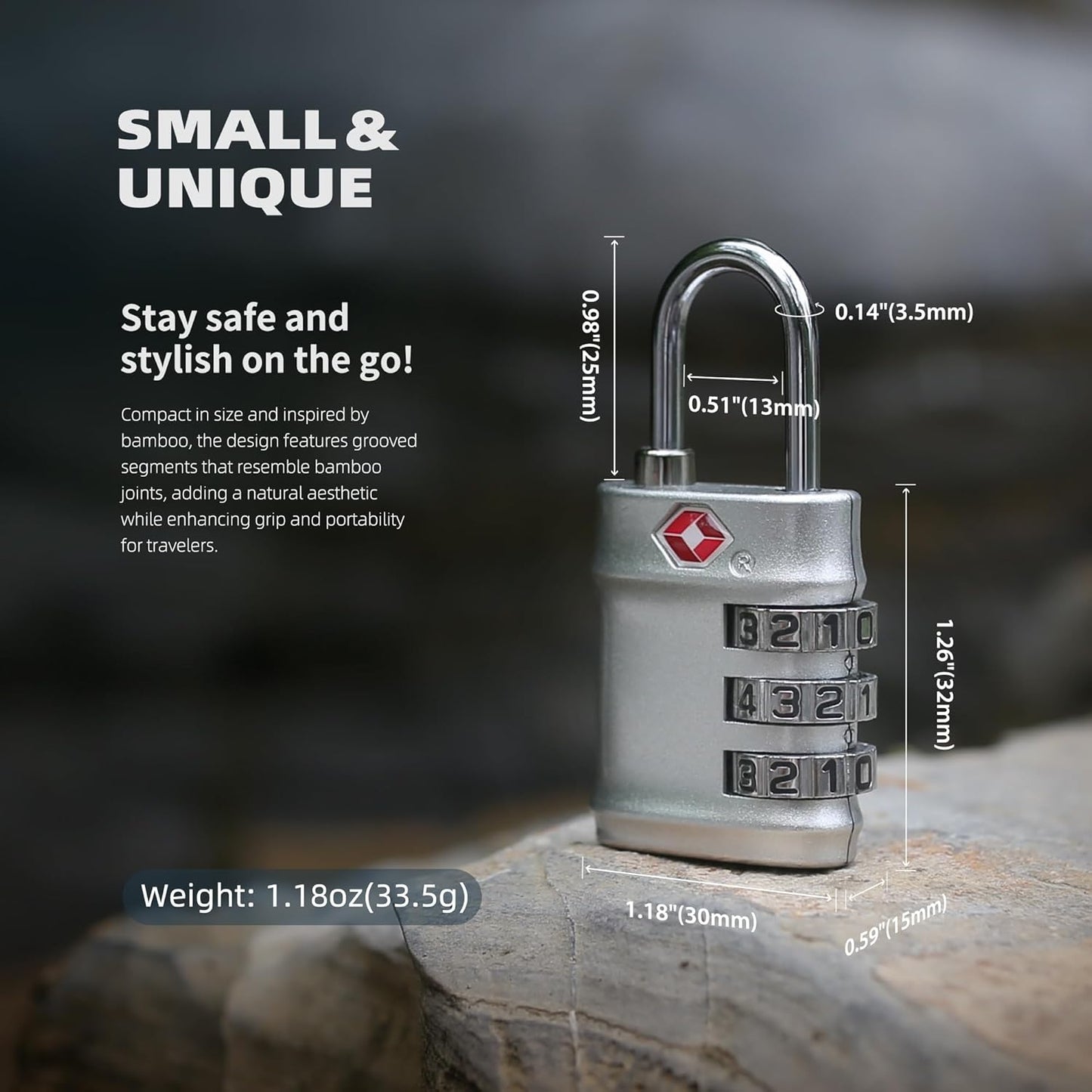 Luggage Locks TSA Approved, Small Padlock Combination for Travel Essentials, TSA Locks for Luggage, Gym Locker, Suitcase, Zipper, Gun Case, Candados para Locker, Outdoor Fence, Shed