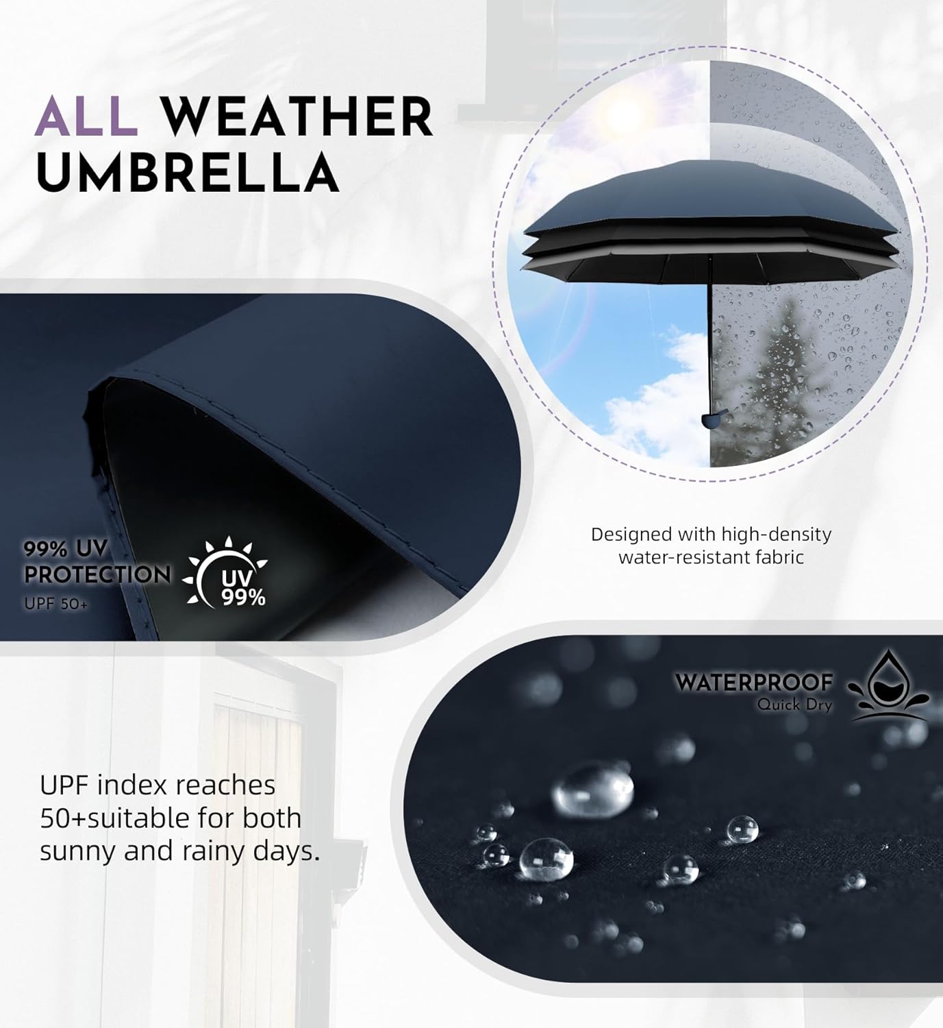 Travel Mini Umbrella Compact Small & Lightweight, UV Rain Protection, Pocket-Sized Folding
