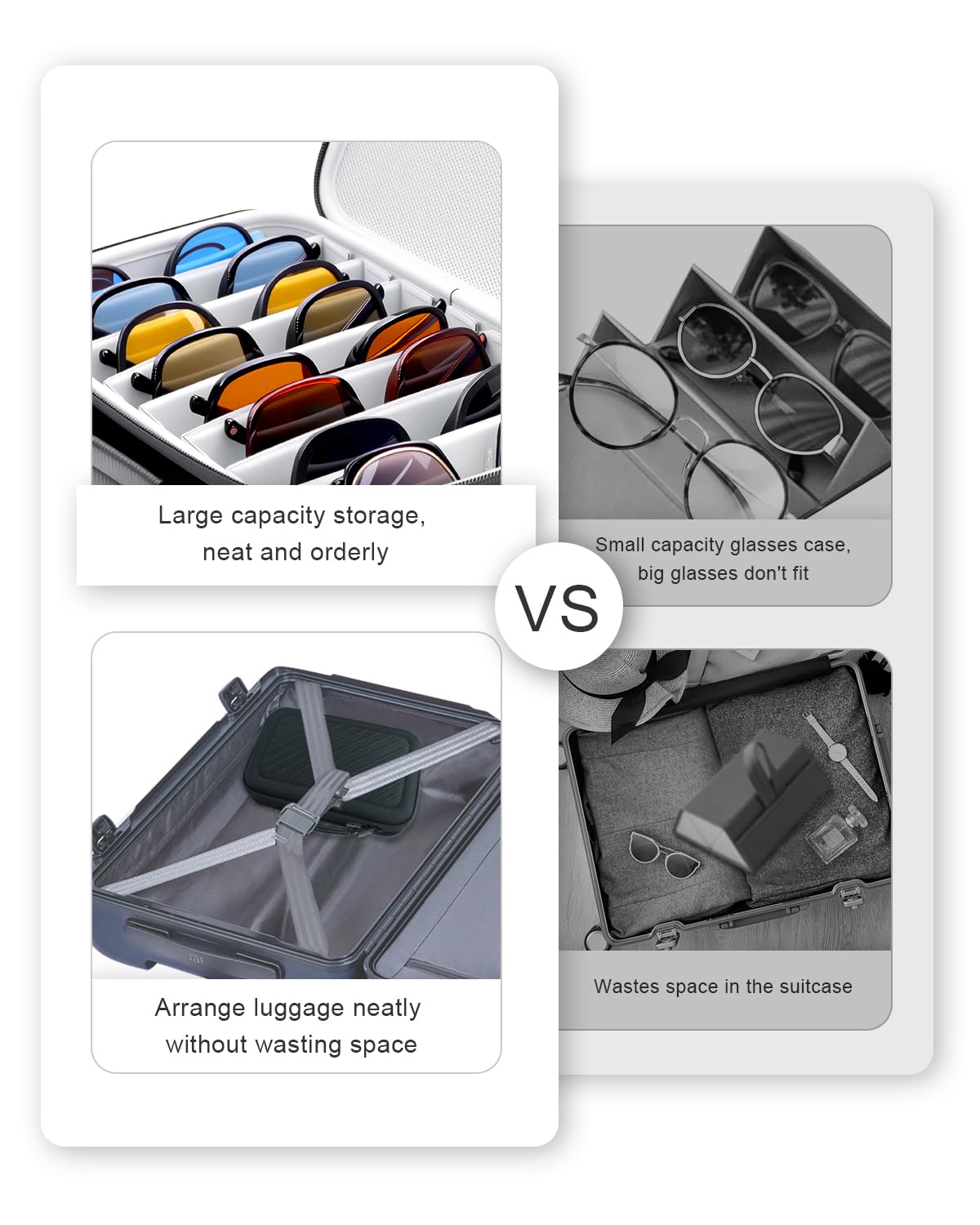 Portable Travel Sunglasses Organizer Case for 8 Pairs glasses for Men Women