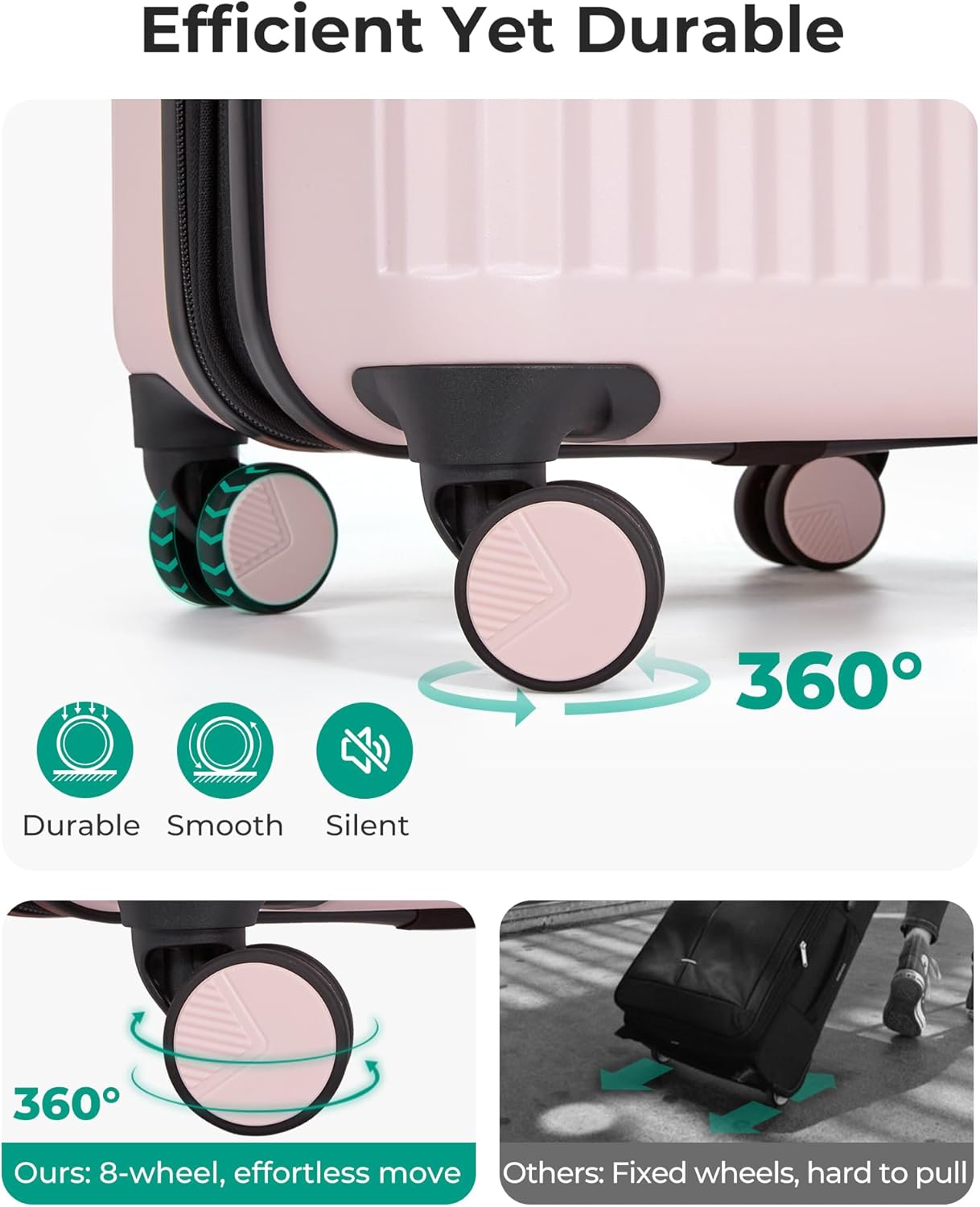 BAGSMART Carry On Luggage 22x14x9 Airline Approved with Spinner Wheels,100% PC Hardside Expandable Luggage with TSA Lock for Trips, 20 Inch Rolling Suitcases for Men Women,BlackPink
