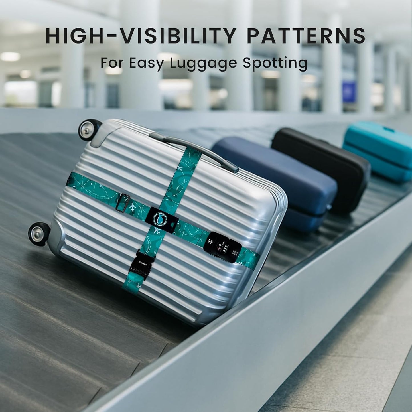 Travelkin Luggage Straps TSA Approved - Adjustable Cross Suitcase Straps with TSA Lock, Reinforced