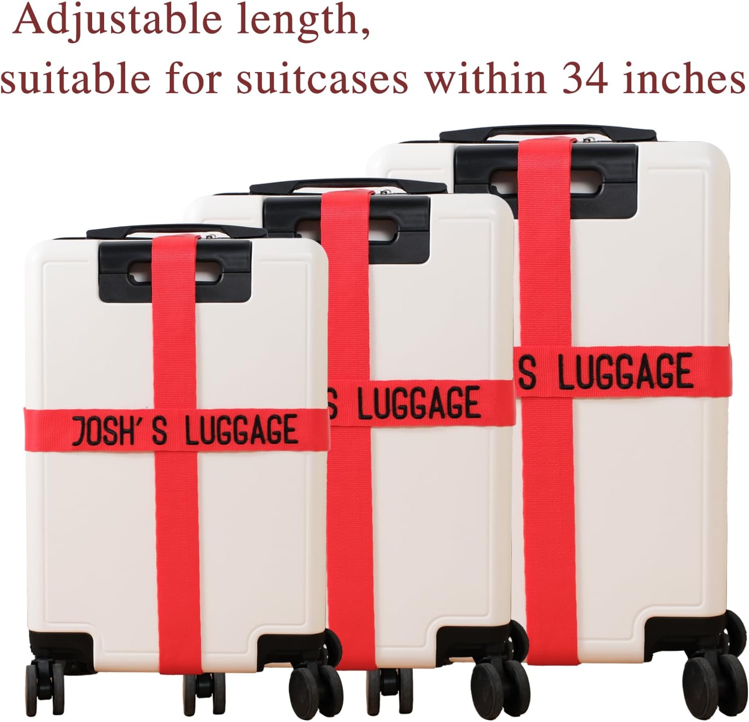 Personalized Luggage Straps with Embroidered Names/Letters - Premium Quality, Anti-Slip &