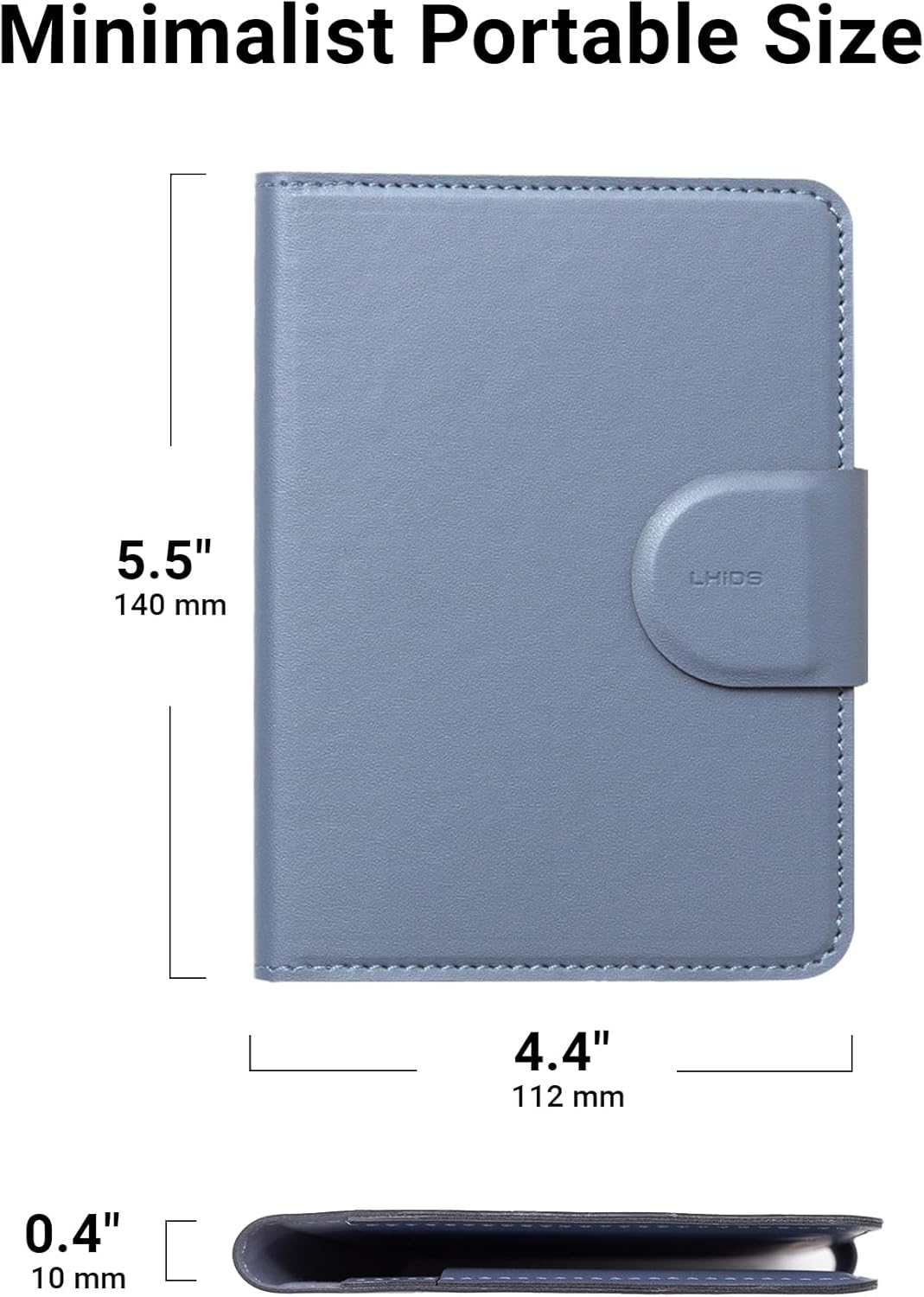 LHiDS Leatherette Passport Holder with RFID Protection, Premium PU Leather, Snap Button Closure, Travel Passport Wallet Cover for Passport, Boarding Passes, Business Cards, Cash (Midnight Blue)