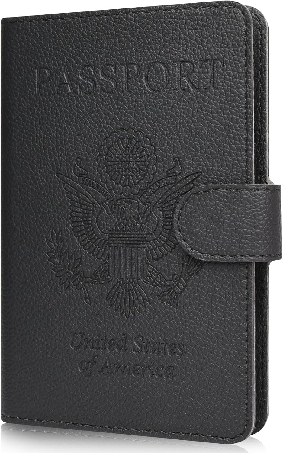 RSAquar Passport Holder for Women and Men, Premium PU Leather Travel Passport Wallet RFID Blocking Passport Cover Travel Documents Organizer (JD-Black)