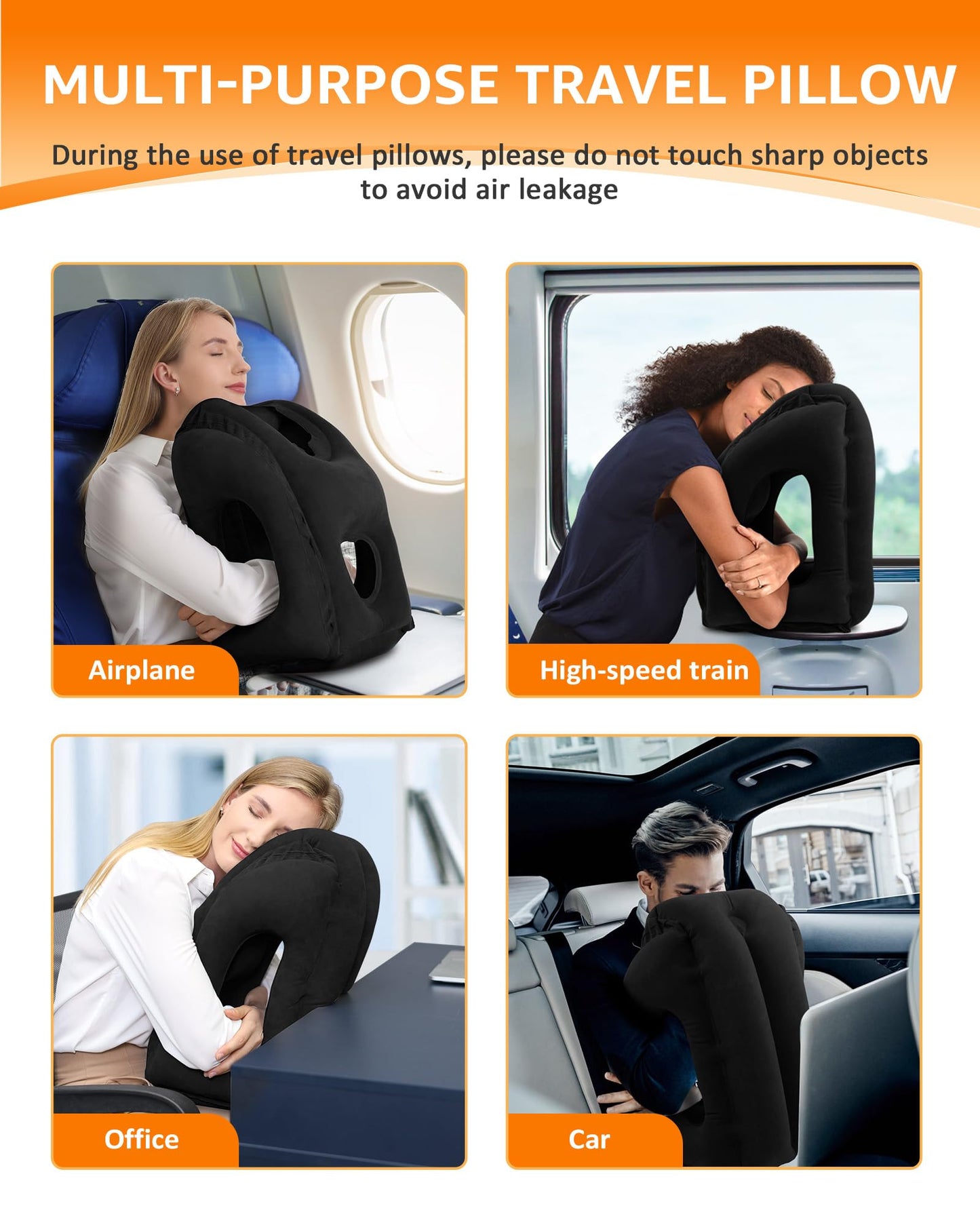 Sunany Inflatable Neck Pillow Used for Airplanes/Cars/Buses/Trains/Office Napping with Free Eye