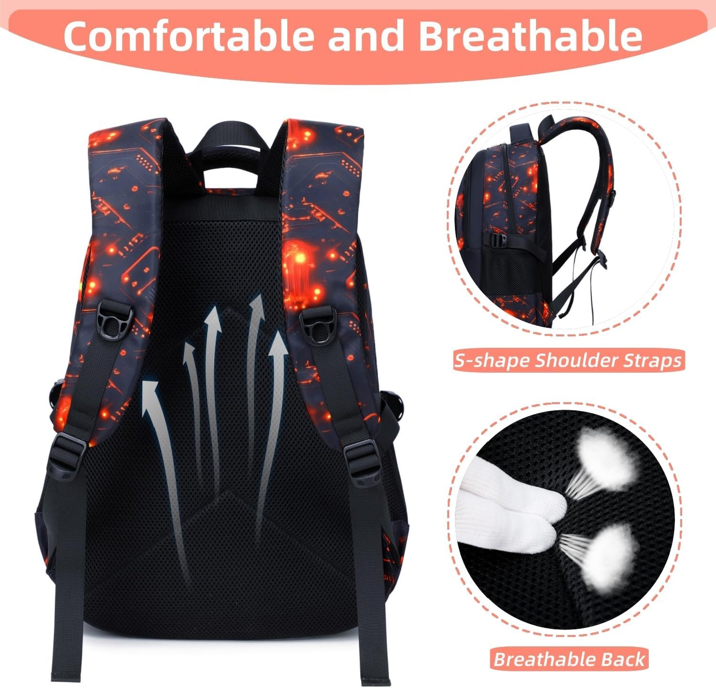 Boys Backpack Elementary School Bookbag Waterproof Durable Sturdy Kids Schoolbag Casual Travel Daypack (2-Black-game)