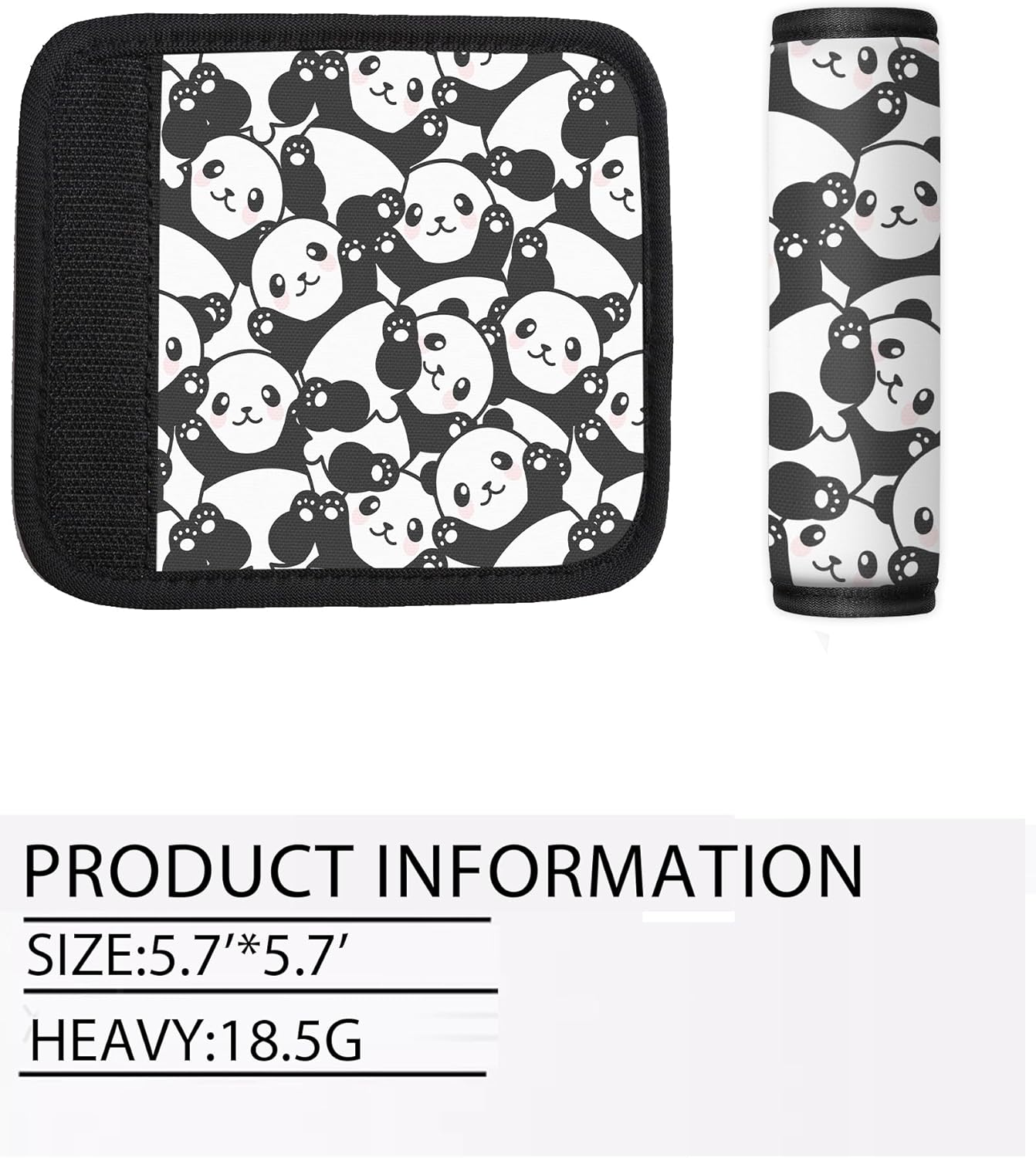 2 Pack Luggage Handle Wrap Travel Tags - Set of Luggage Tags for Suitcases, Identifiers, Marker, and Handle Covers - Cruise Accessories and Travel Gifts（Cute Panda