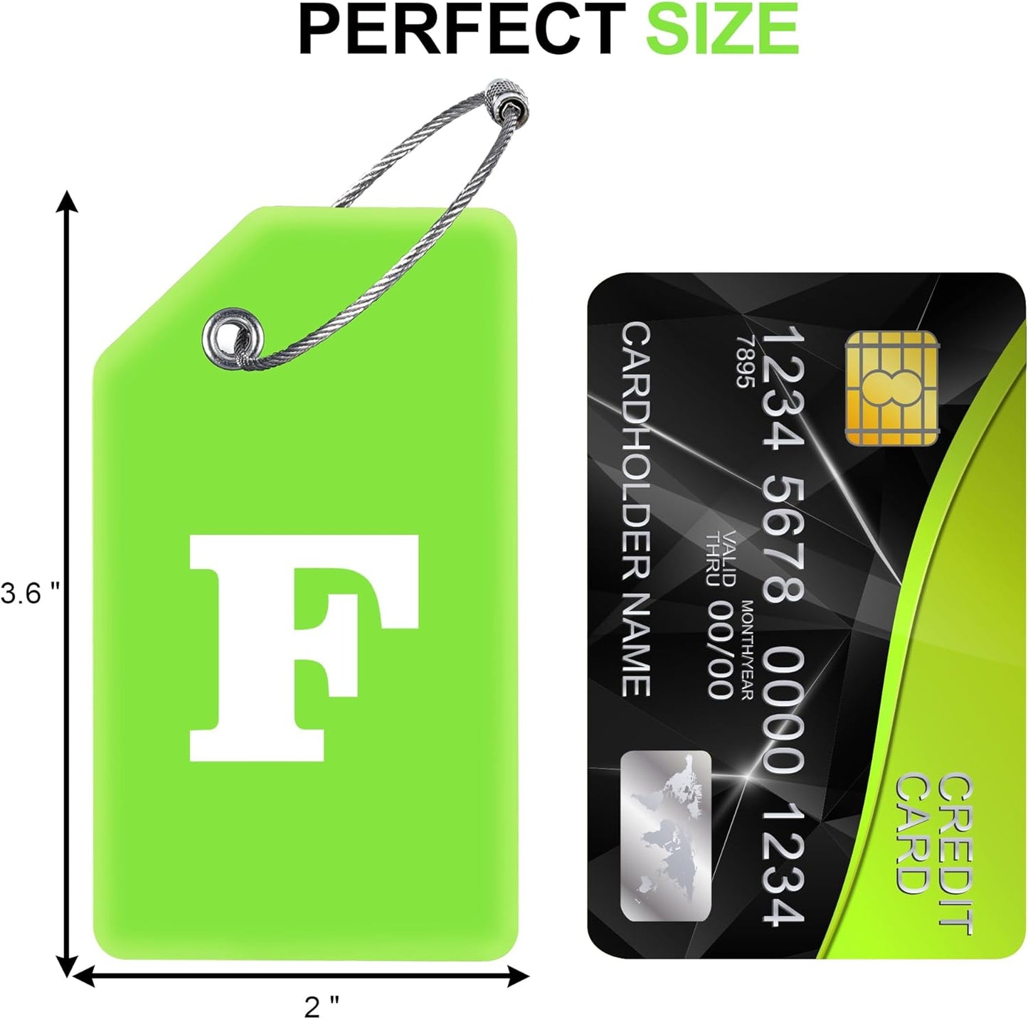 Gostwo 2 Pack Silicone Luggage Tags for Suitcases, 26 Initial Letter Baggage Labels Handbag School Bag Suitcase Instrument Tag with Stainless Steel Loop(Green)(Letter F)