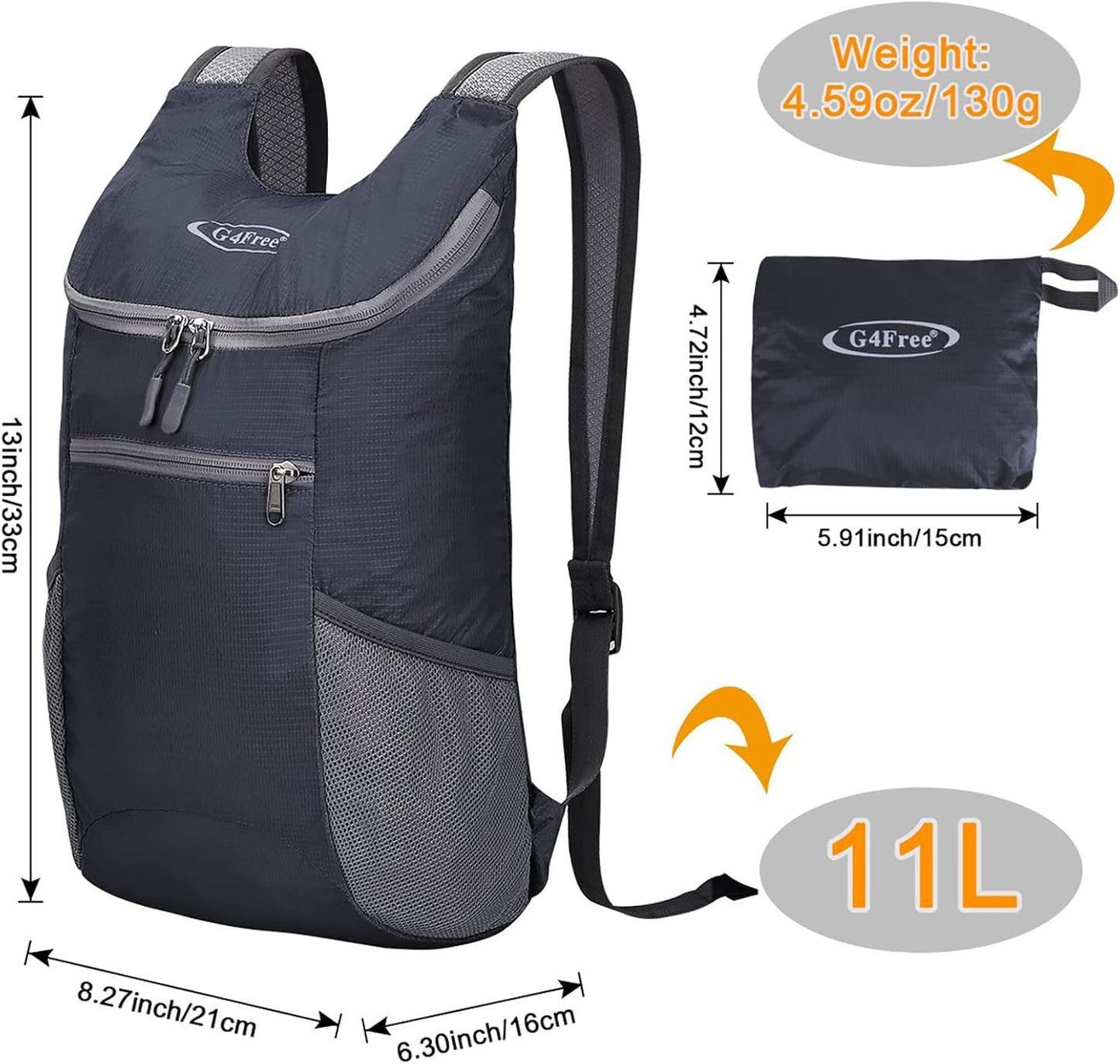 G4Free Lightweight Packable Hiking Backpack for Men Women Small Hiking Daypacks Foldable Shoulder