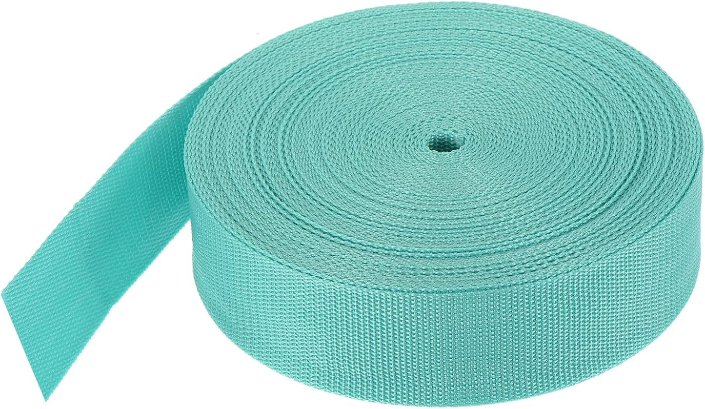 MECCANIXITY Lightweight Polypropylene Webbing Strap 2" 25 Yard Backpack Strapping Band Turquoise Green for Outdoor Luggage Cargo Straps