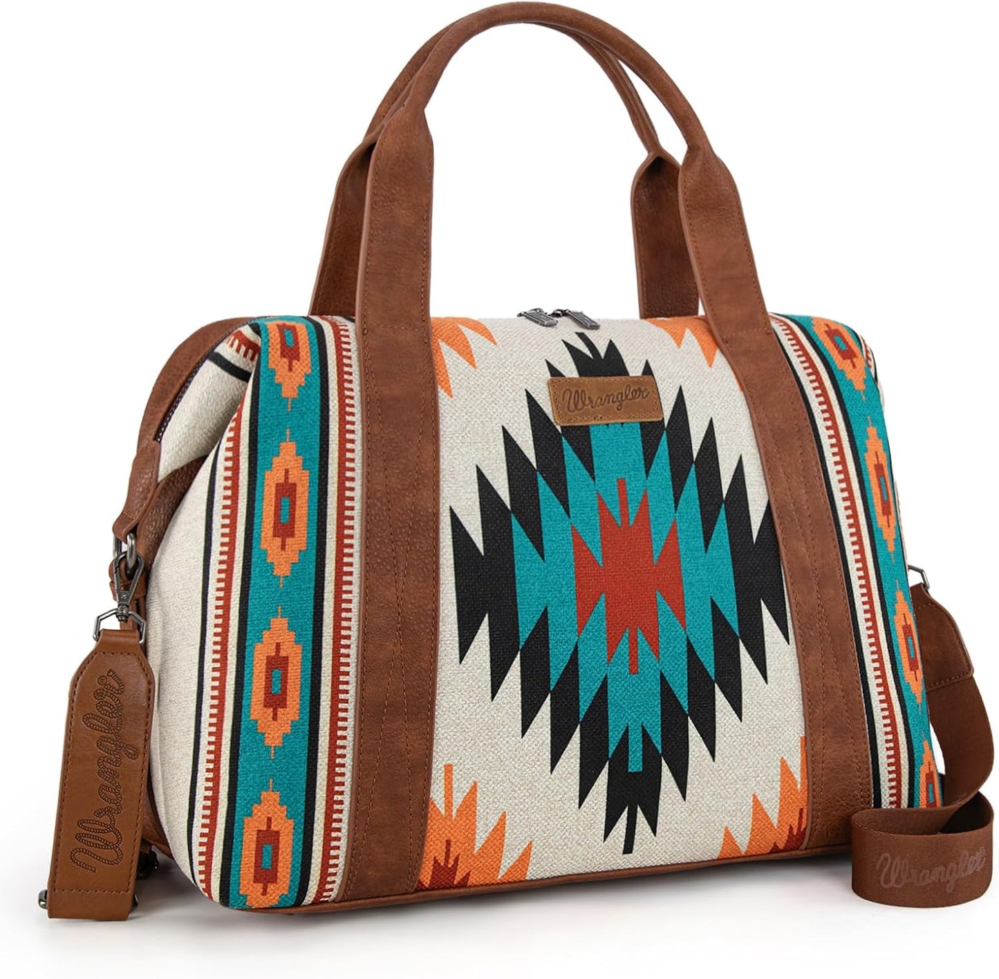 Wrangler Duffel Bag for Women Large Travel Weekender Bag Designer Aztec Carry On Bags, Beige