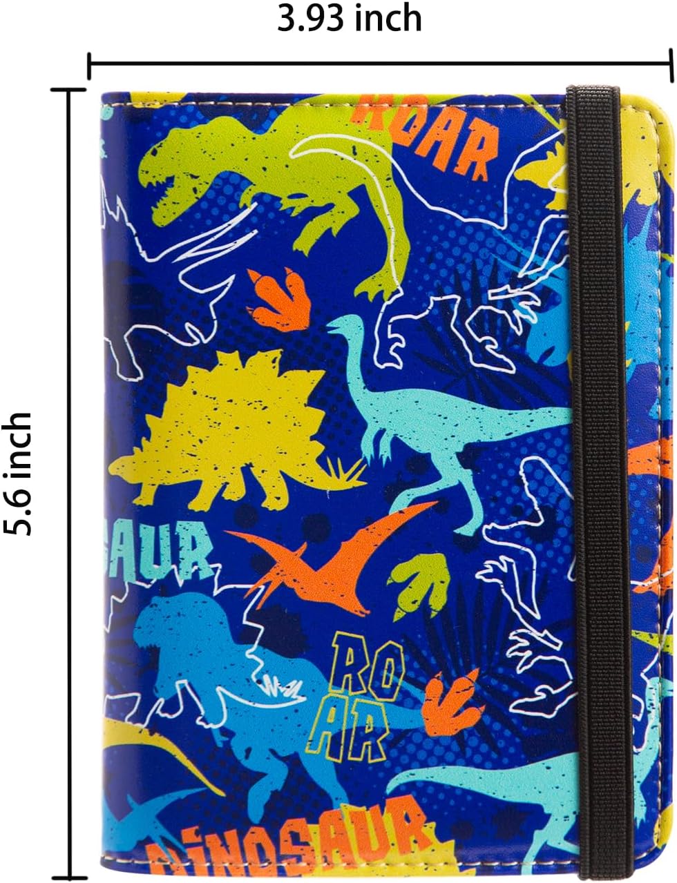 passport Holder,Rfid Blocking Travel Wallet Credit Card Case Cute Passport cover for Women/Men,Boys Girls Travel Essentials (Dinosaur)