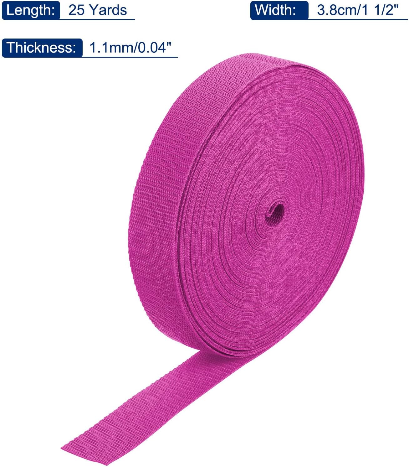 MECCANIXITY Lightweight Polypropylene Webbing Strap 1 1/2" 25 Yard Backpack Strapping Band Plum Red for Outdoor Luggage Cargo Straps