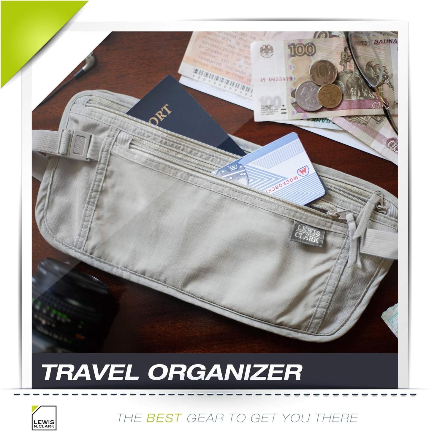 Lewis N. Clark RFID Blocking Money Belt Travel Pouch Waist Stash + Credit Card, Id, Passport Holder for Women & Men