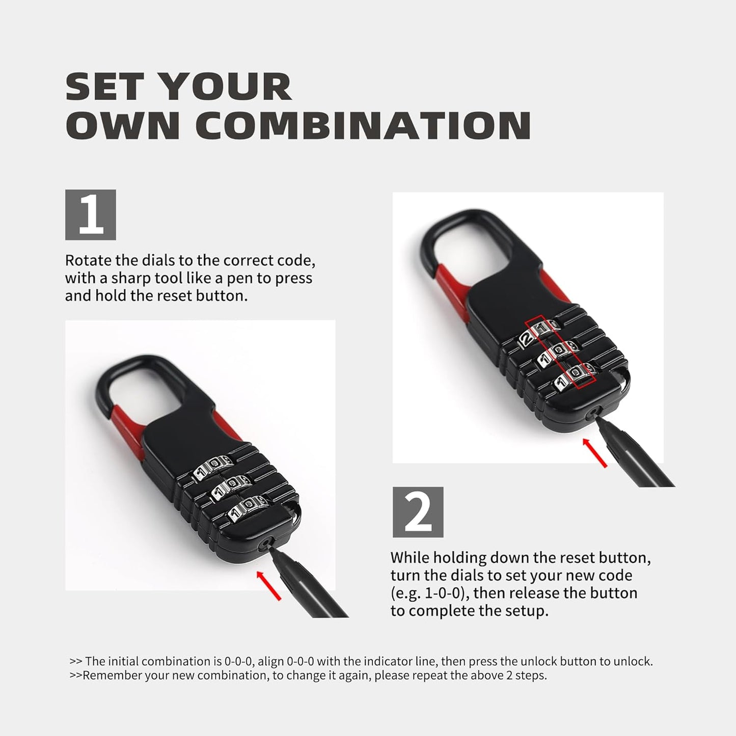 Small Combination Lock with Retractable Cable (36in/91cm), Thin Cable Locks with Combination Code