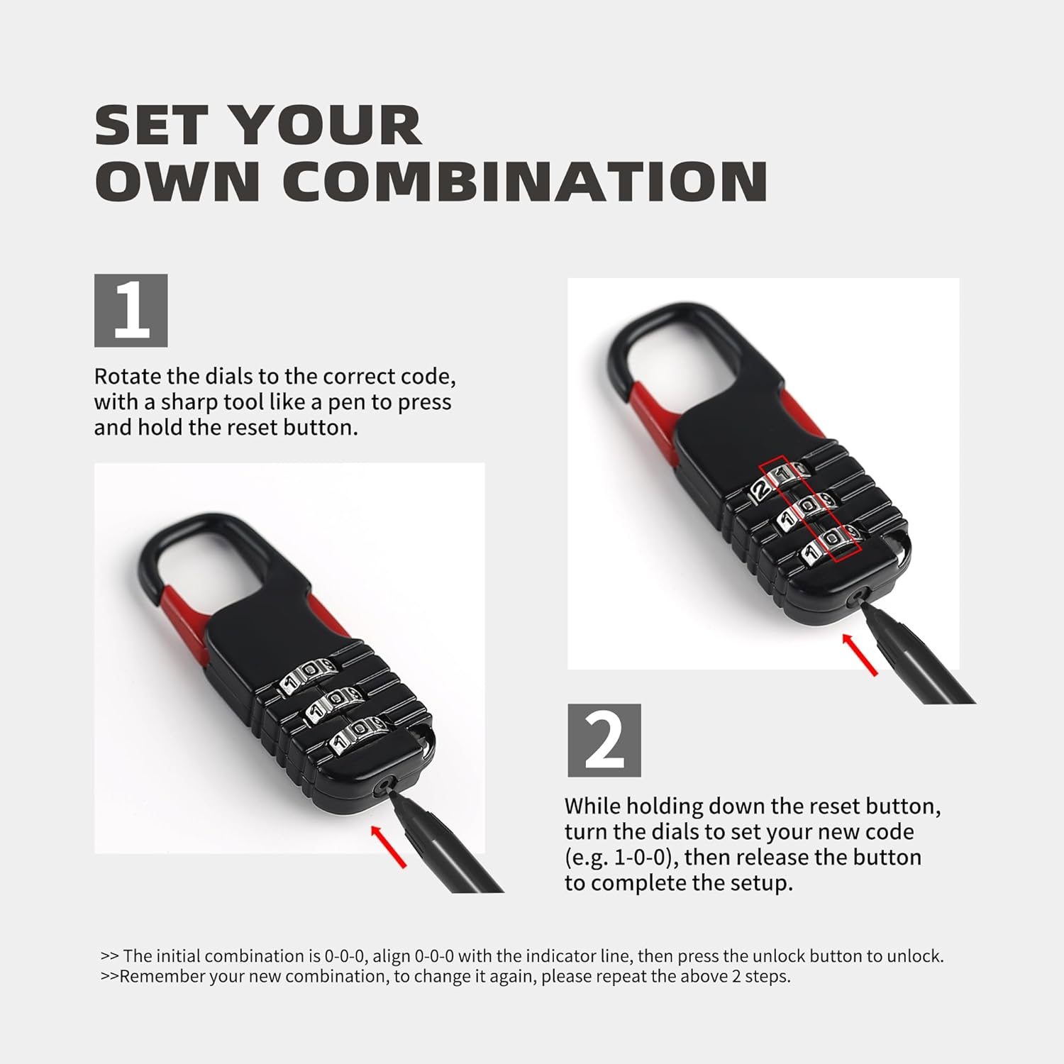 Small Combination Lock with Retractable Cable (36in/91cm), Thin Cable Locks with Combination Code
