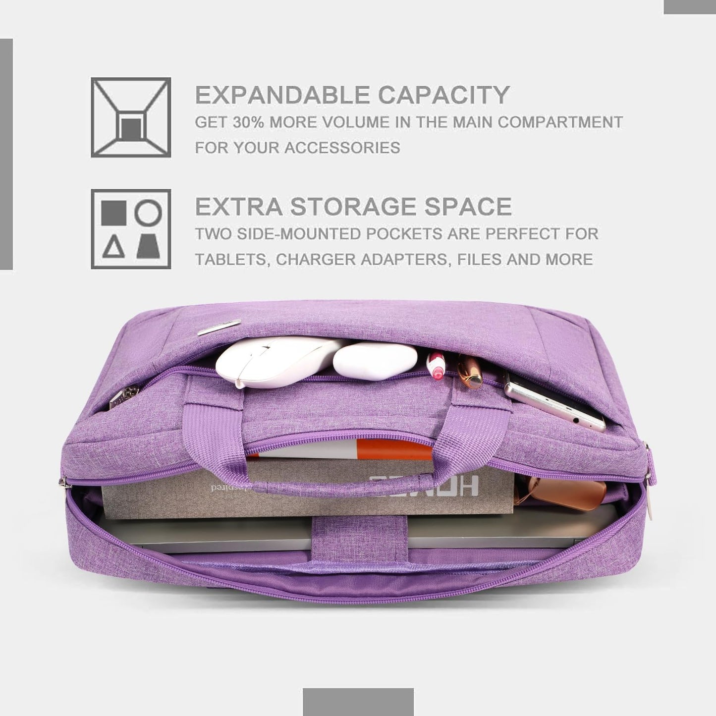 Voova Laptop Bag Case 17 17.3 Inch Computer Sleeve Messenger Bag with Shoulder Strap Expandable