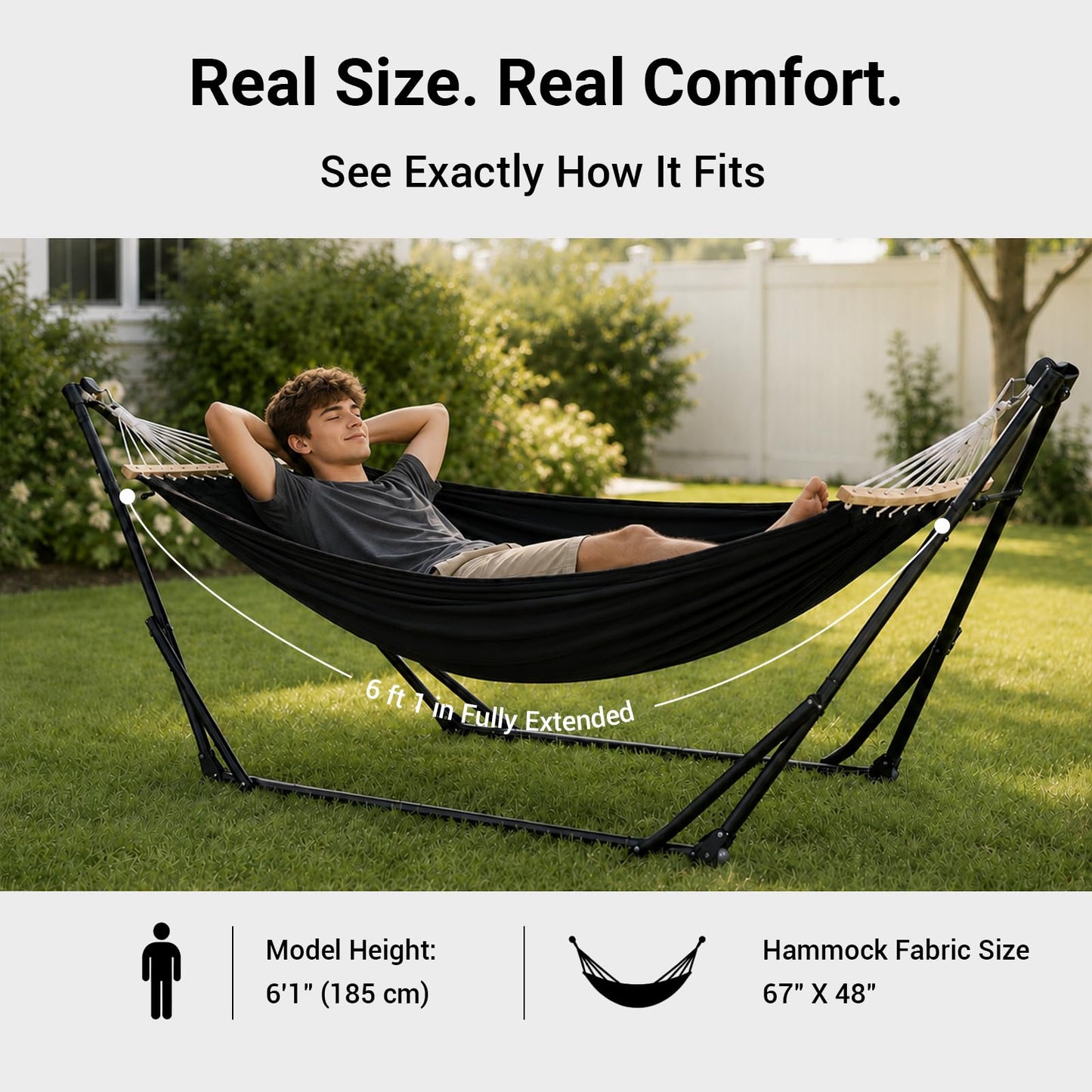 2-in-1 Hammock Chair with Stand, Portable Hammock, Black