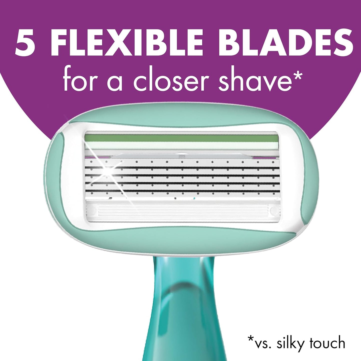 BIC Soleil 5 Sensitive Women's Disposable with 5 Blade Razors, Water Activated Moisture Strip and Anti-Slip Grip, 4-Pack, Holiday Gift