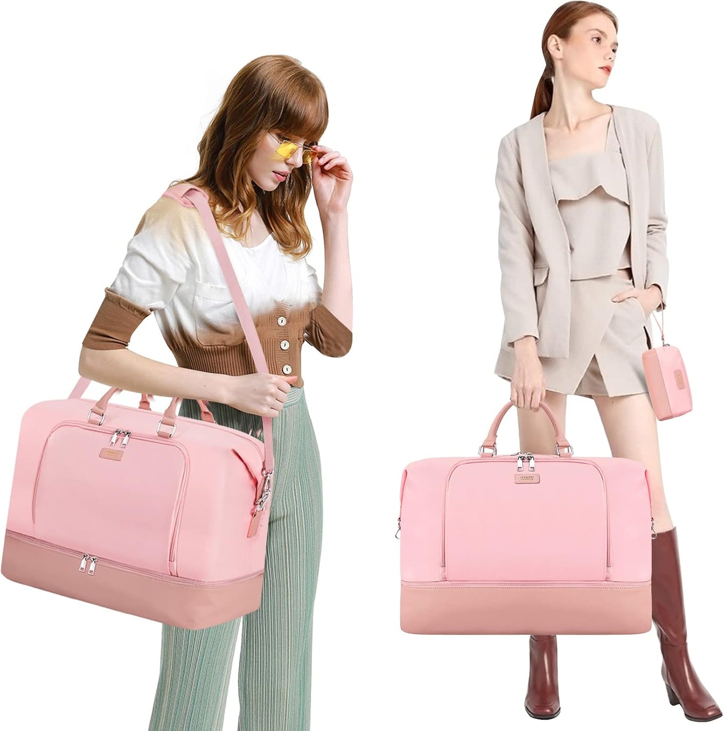 Travel Weekender Bag for Women, Overnight Bag with Shoe Compartment Oversized Travel Duffel Bag Carry On Tote 21"