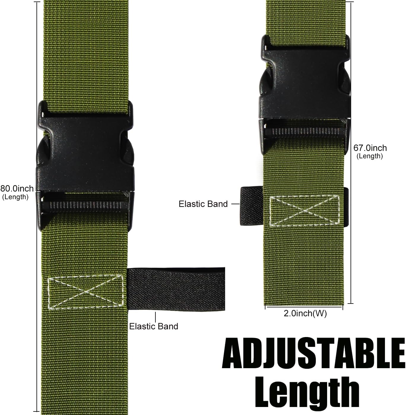 Luggage Straps for Suitcases TSA Approved-2 Pack Bright Personalized Luggage Belt Strap for Suitcase/Carry On Bag Luggage Accessories for Travel (ArmyGreen)