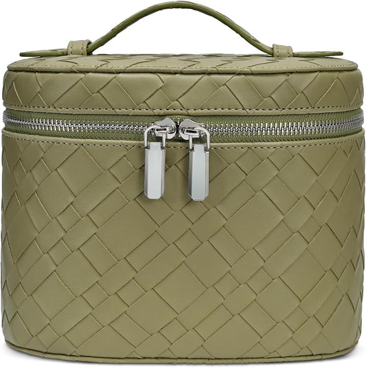 Makeup Bag, Travel Make up Case with Compartments and Handle, Portable Cosmetic Organizer Bags,Toiletry Bag for Women