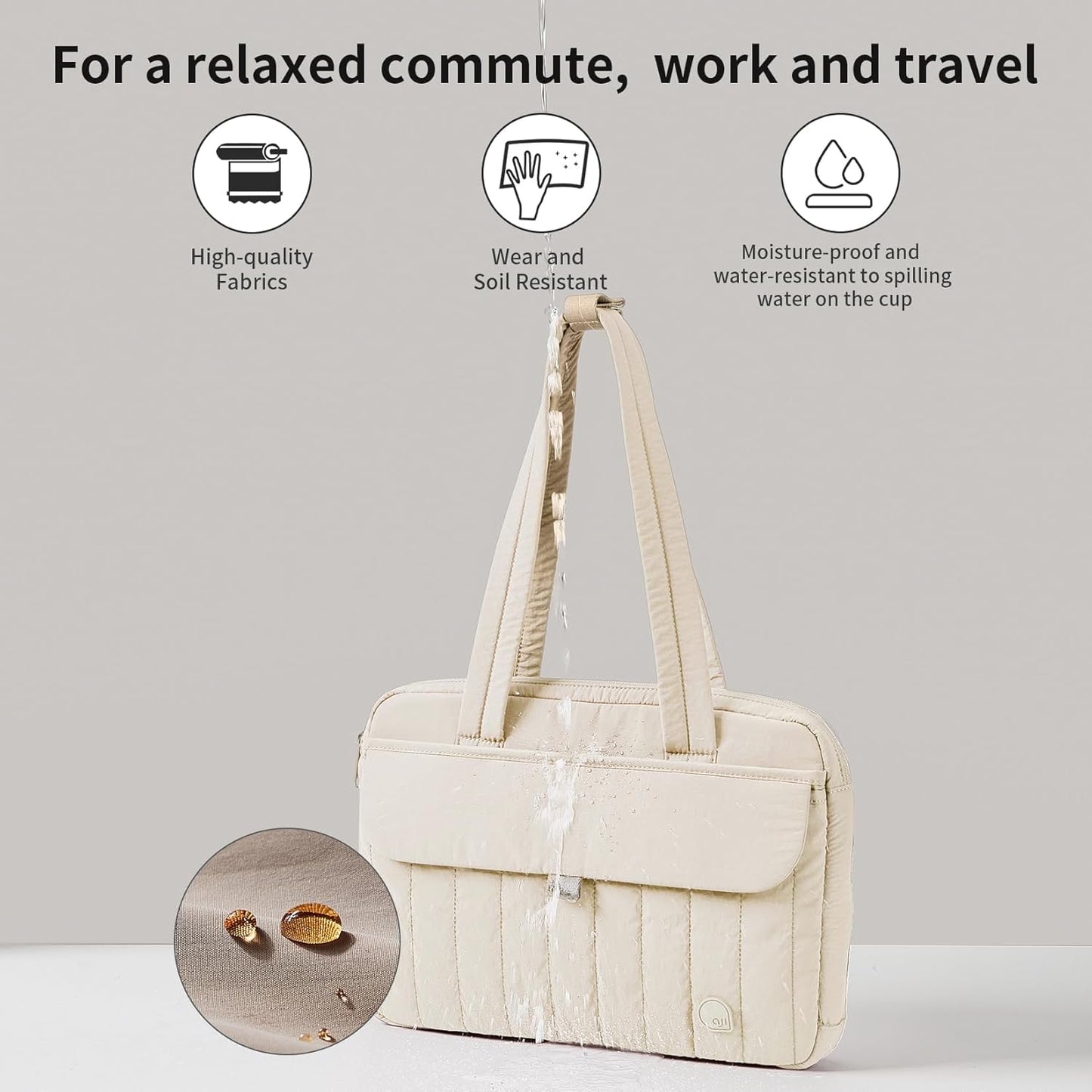 aji Laptop Tote Bag for Women, 14Inch & 16 Inch Laptop Tote Bag with Luggage Trolley Strap for Work/Travel/College/Daily
