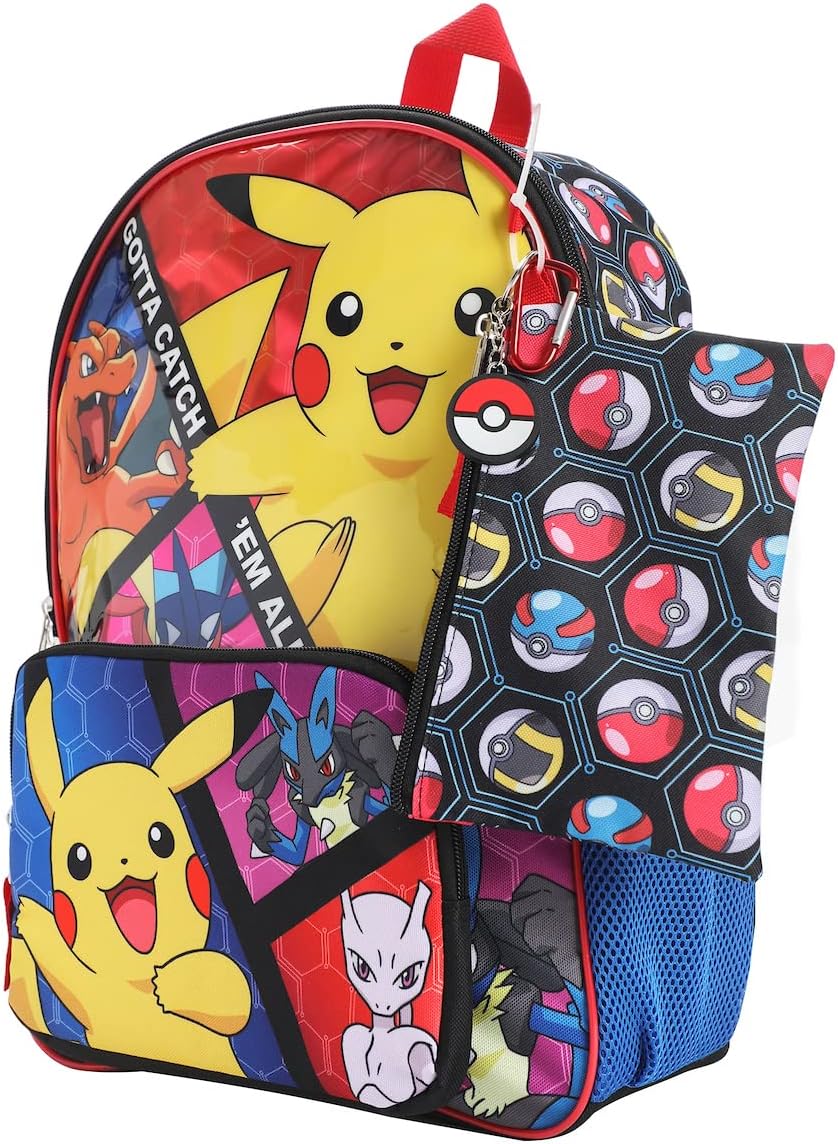 Bioworld Pokemon Trainer Gotta Catch 'Em All Youth 5-Piece Backpack Set