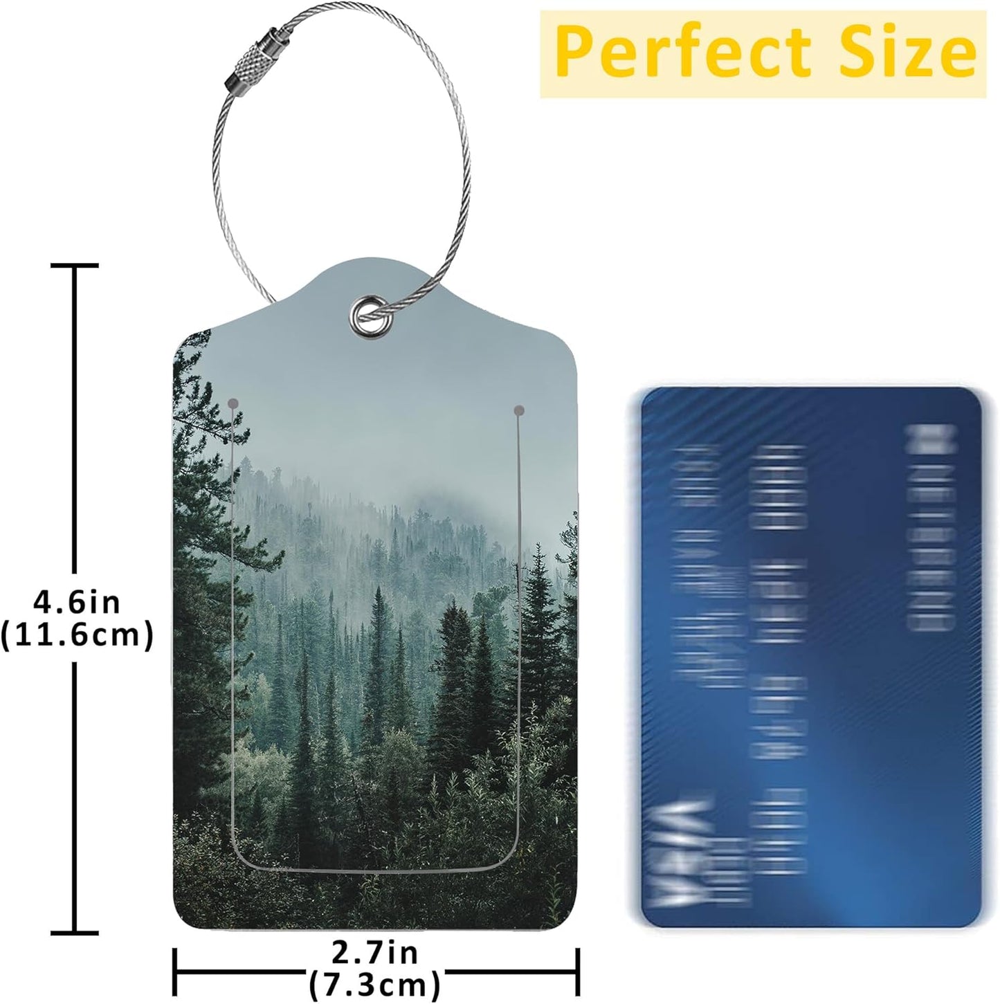2 Pack Luggage Tags for Suitcases,Misty Valley and Dark Forest Luggage Tag,PU Leather Id Label Luggage Tags with Stainless Steel Loop and Privacy Cover for Women Men Teens Travel