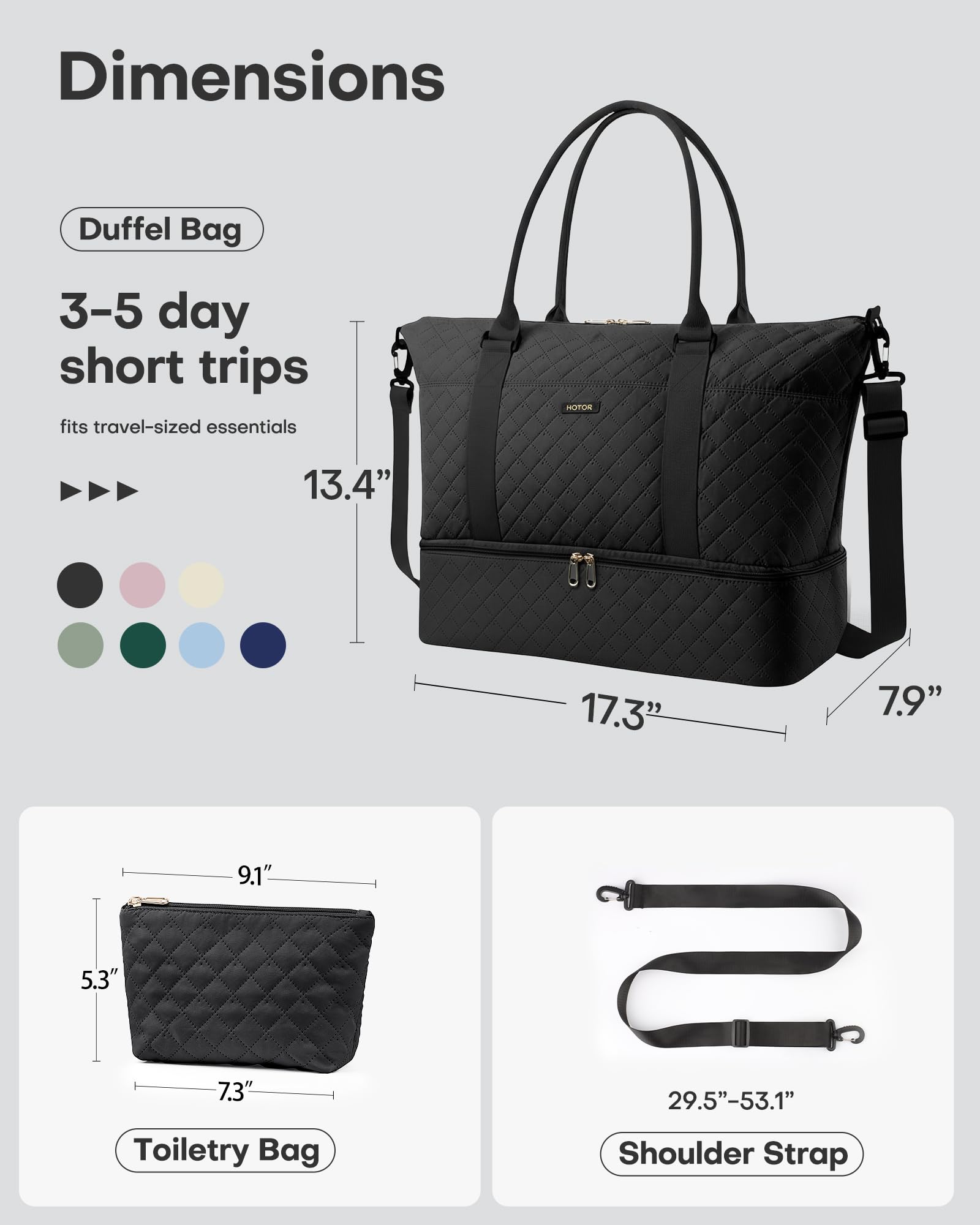 HOTOR Travel Duffel Bag - Weekender Bags for Women, Carry On Gym Tote Bags