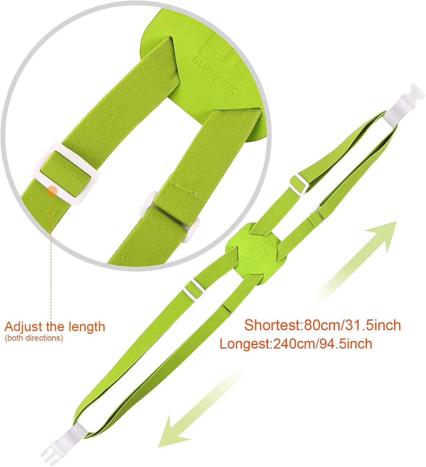 GUANJUNX Luggage Straps Bag Bungees for Add a Bag Easy to Travel Suitcase Elastic Strap Belt Long Green (Gb-002)