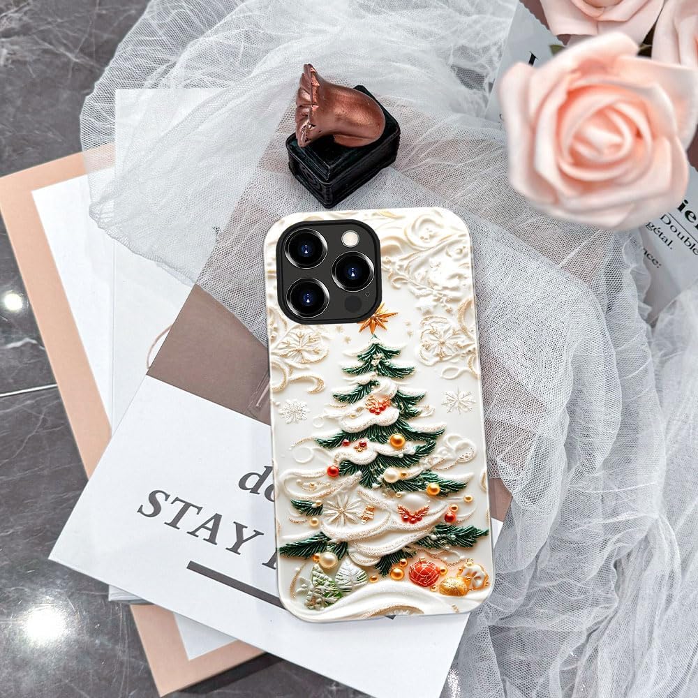 Case for iPhone 15 Pro Max - Slim Fit Anti-Scratch Phone Case for Girl Women - Christmas Tree Stained Glass (Glossy)