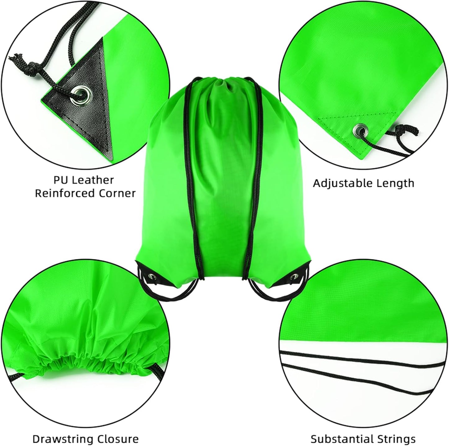 GoodtoU Drawstring Bags, Nylon Backpacks - Draw String Gym Bags for Sport, Traveling, Team (Green
