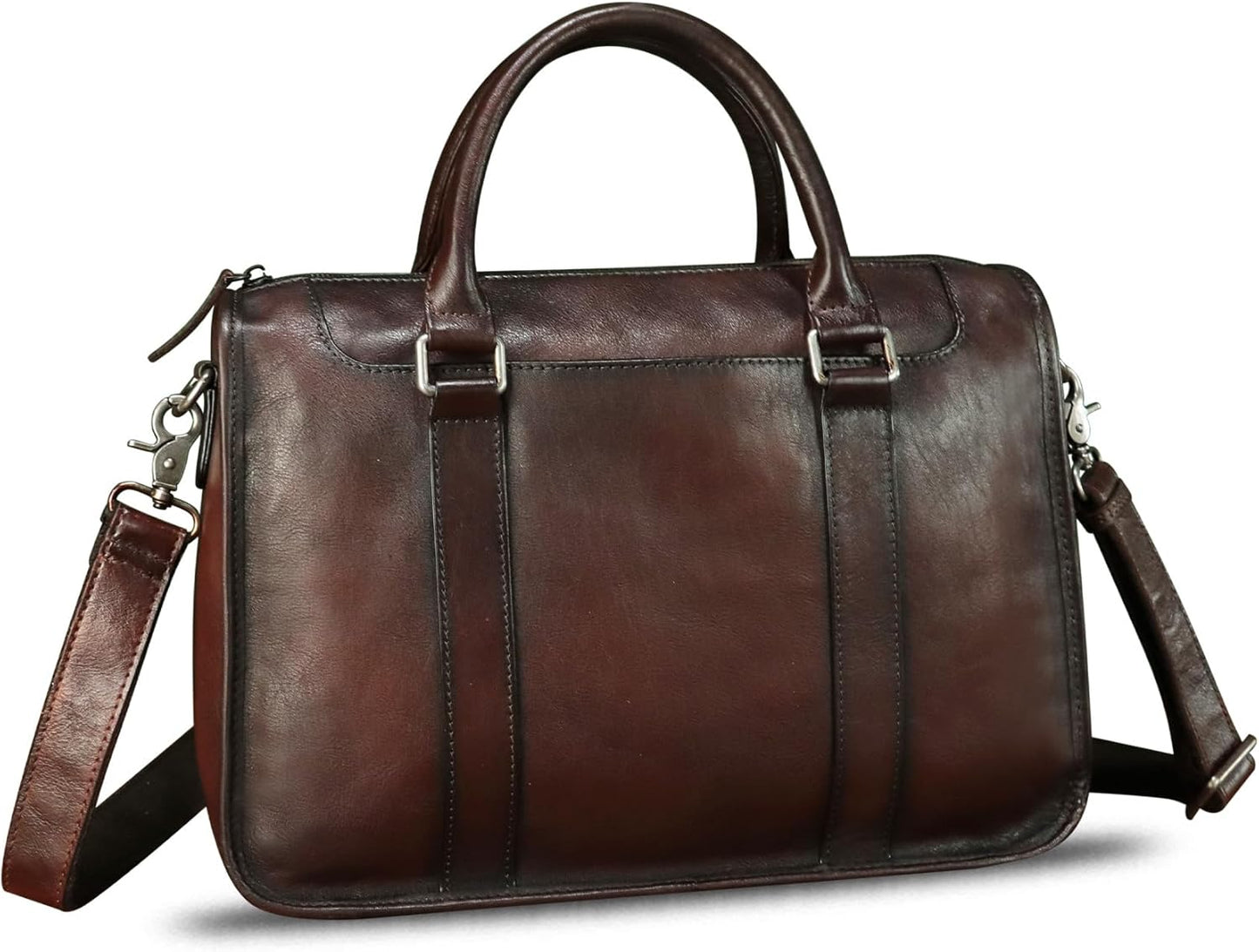 Genuine Leather Messenger Briefcase Bags for Men Vintage Real Leather Shoulder Purse Crossbody Bag Computer Laptop Bag