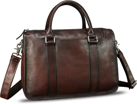 Genuine Leather Messenger Briefcase Bags for Men Vintage Real Leather Shoulder Purse Crossbody Bag Computer Laptop Bag