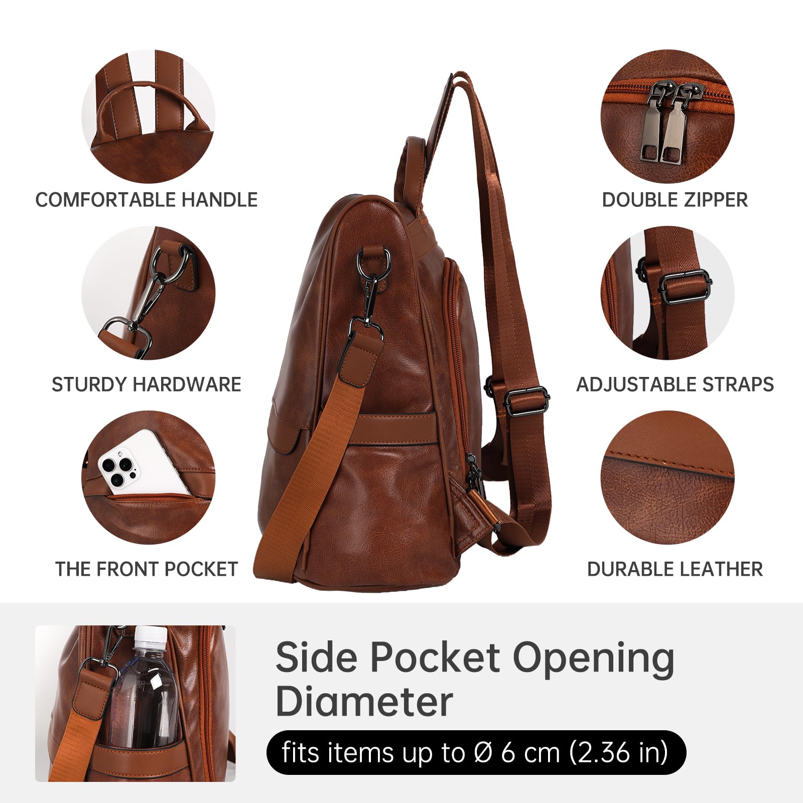 CHERUTY Women Backpack Purse PU Leather Anti-theft Casual Shoulder Bag Fashion Ladies Satchel
